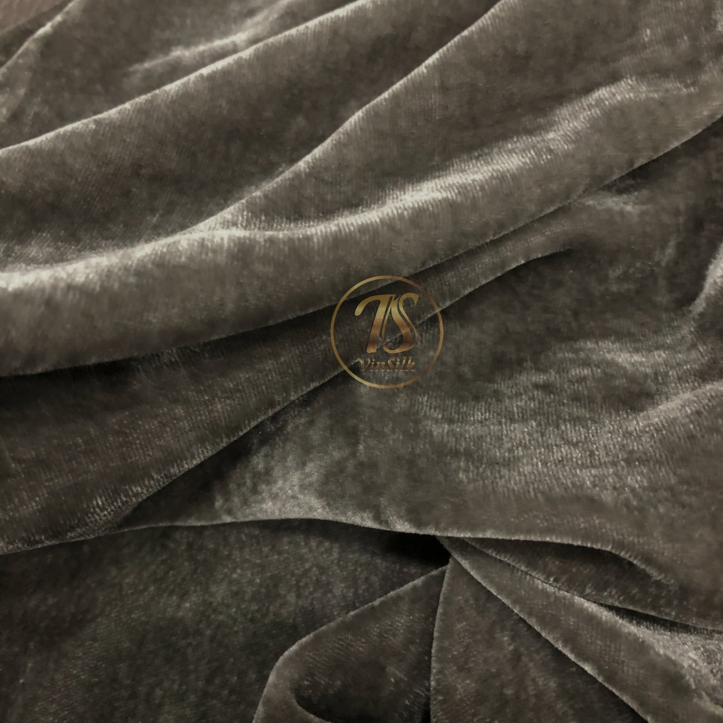 100% MULBERRY SILK VELVET fabric by the yard - Dark Gray Silk Velvet for Dress, Skirt, High End Garment - Silk apparel fabric - Velvet for clothes