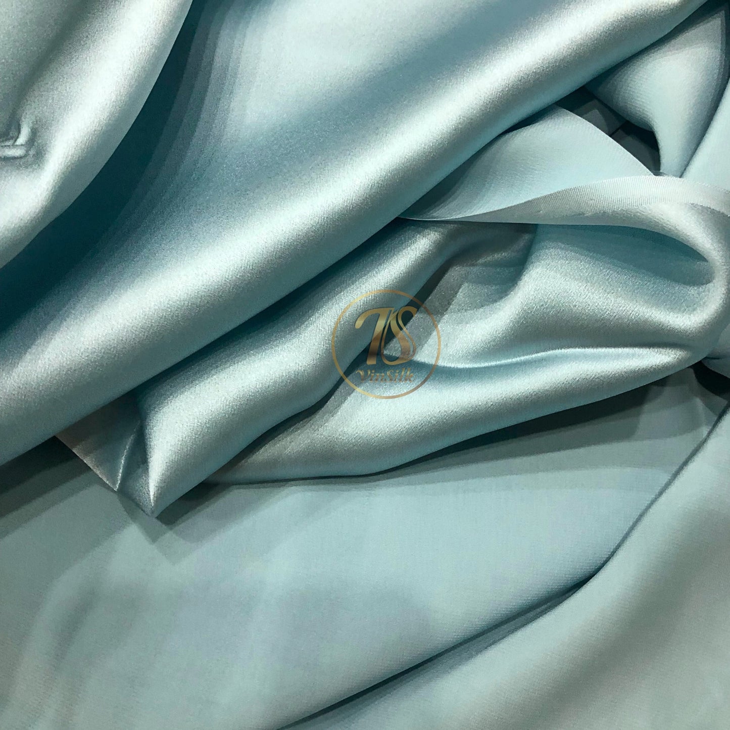 100% PURE MULBERRY SILK fabric by the yard β Satin silk fabric β 19mm - Organic fiber - Wedding dress - Gift for women - Light blue silk satin