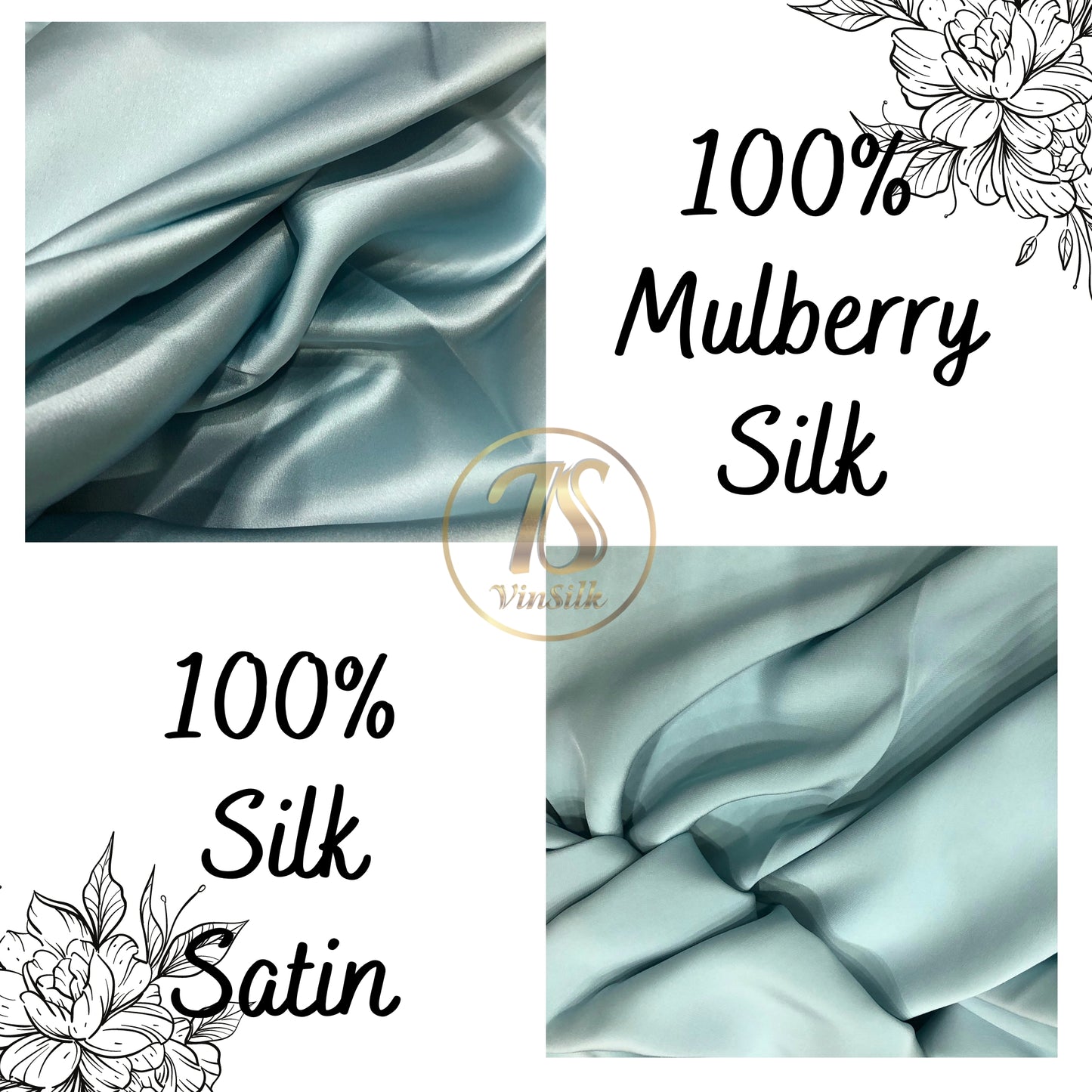 100% PURE MULBERRY SILK fabric by the yard β Satin silk fabric β 19mm - Organic fiber - Wedding dress - Gift for women - Light blue silk satin
