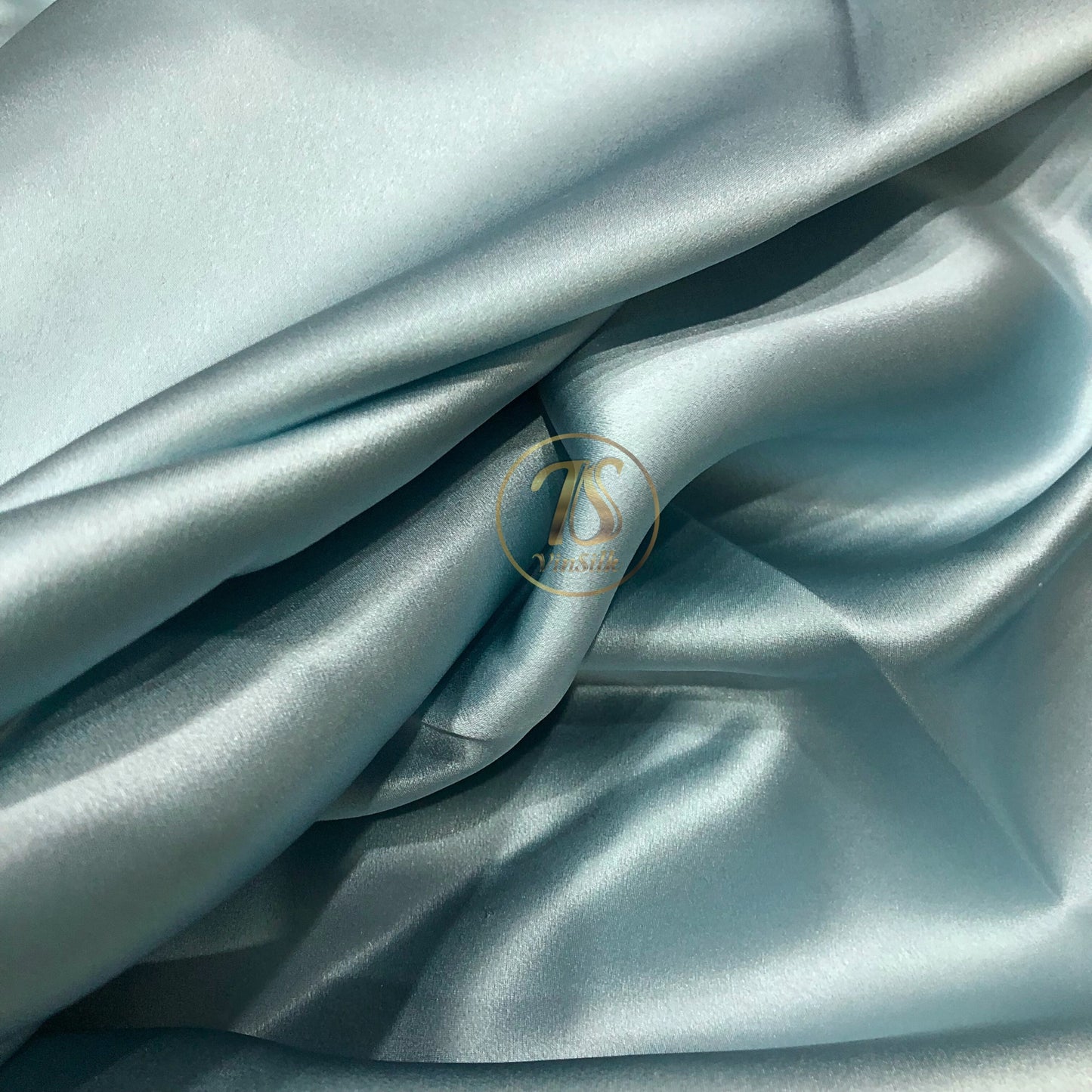 100% PURE MULBERRY SILK fabric by the yard β Satin silk fabric β 19mm - Organic fiber - Wedding dress - Gift for women - Light blue silk satin