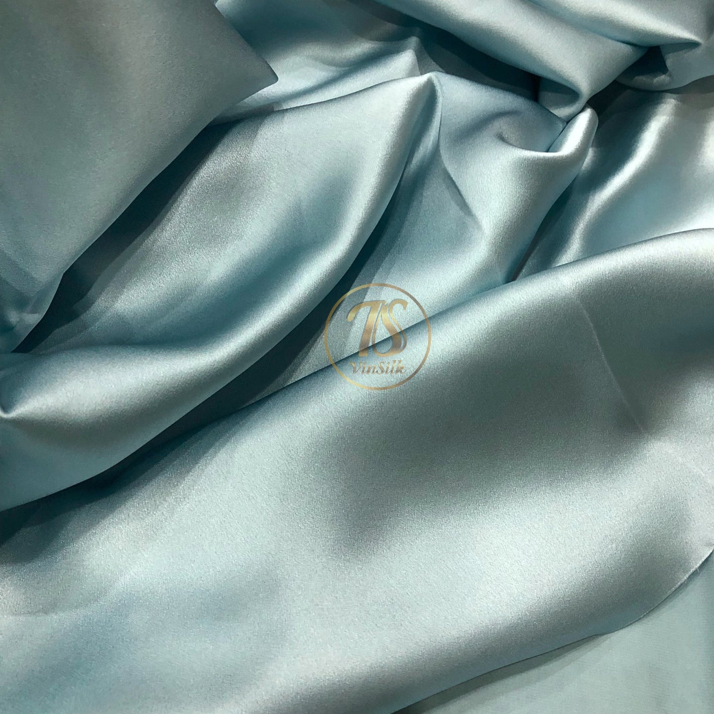 100% PURE MULBERRY SILK fabric by the yard β Satin silk fabric β 19mm - Organic fiber - Wedding dress - Gift for women - Light blue silk satin