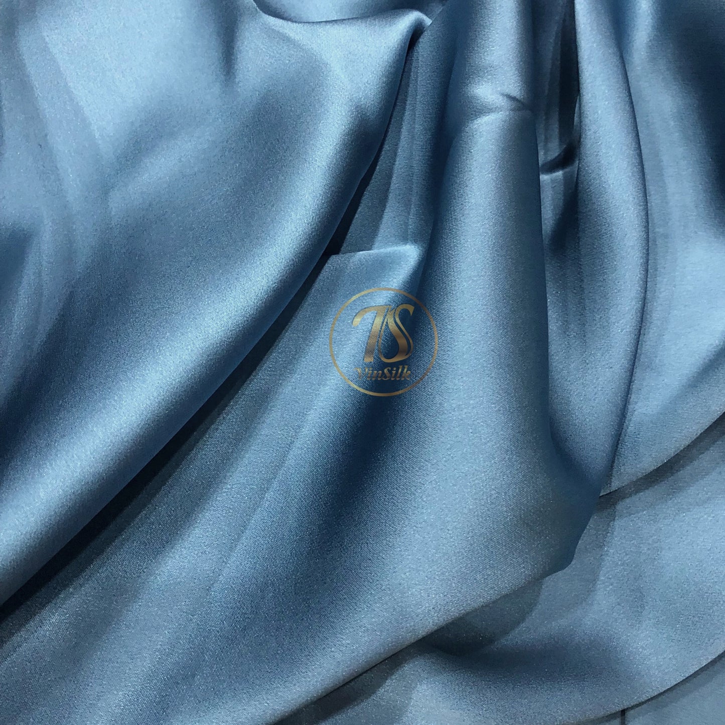 100% PURE MULBERRY SILK fabric by the yard β Satin silk fabric β 19mm - Organic fiber - Wedding dress - Gift for women - Blue silk satin - Silk for sewing