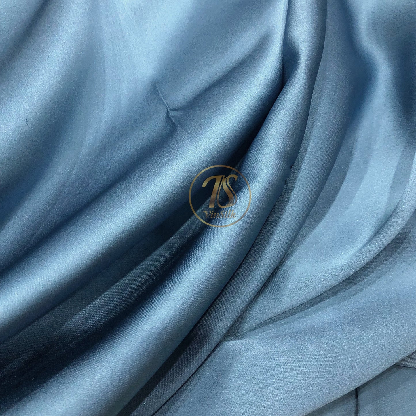 100% PURE MULBERRY SILK fabric by the yard β Satin silk fabric β 19mm - Organic fiber - Wedding dress - Gift for women - Blue silk satin - Silk for sewing