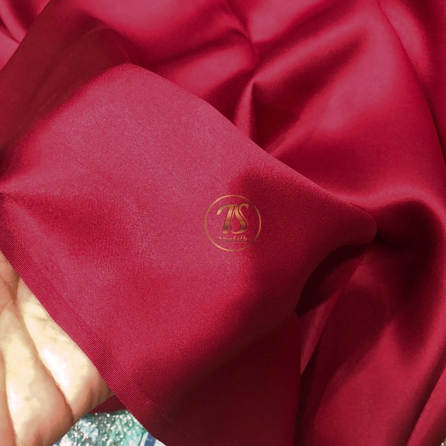 100% PURE MULBERRY SILK fabric by the yard β Satin silk fabric β 19mm - Organic fiber - Wedding dress - Gift for women - Dark red silk satin