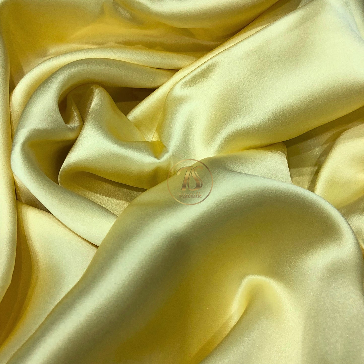100% PURE MULBERRY SILK fabric by the yard β Satin silk fabric β 19mm - Organic fiber - Wedding dress - Gift for women - Light yellow silk satin