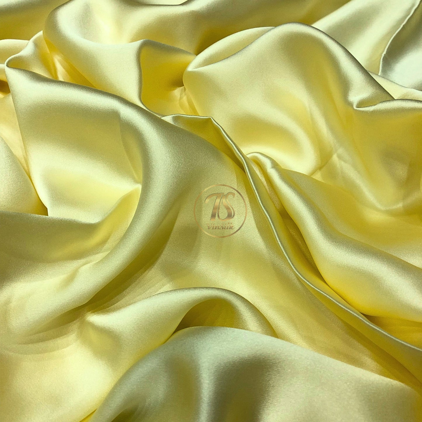 100% PURE MULBERRY SILK fabric by the yard β Satin silk fabric β 19mm - Organic fiber - Wedding dress - Gift for women - Light yellow silk satin