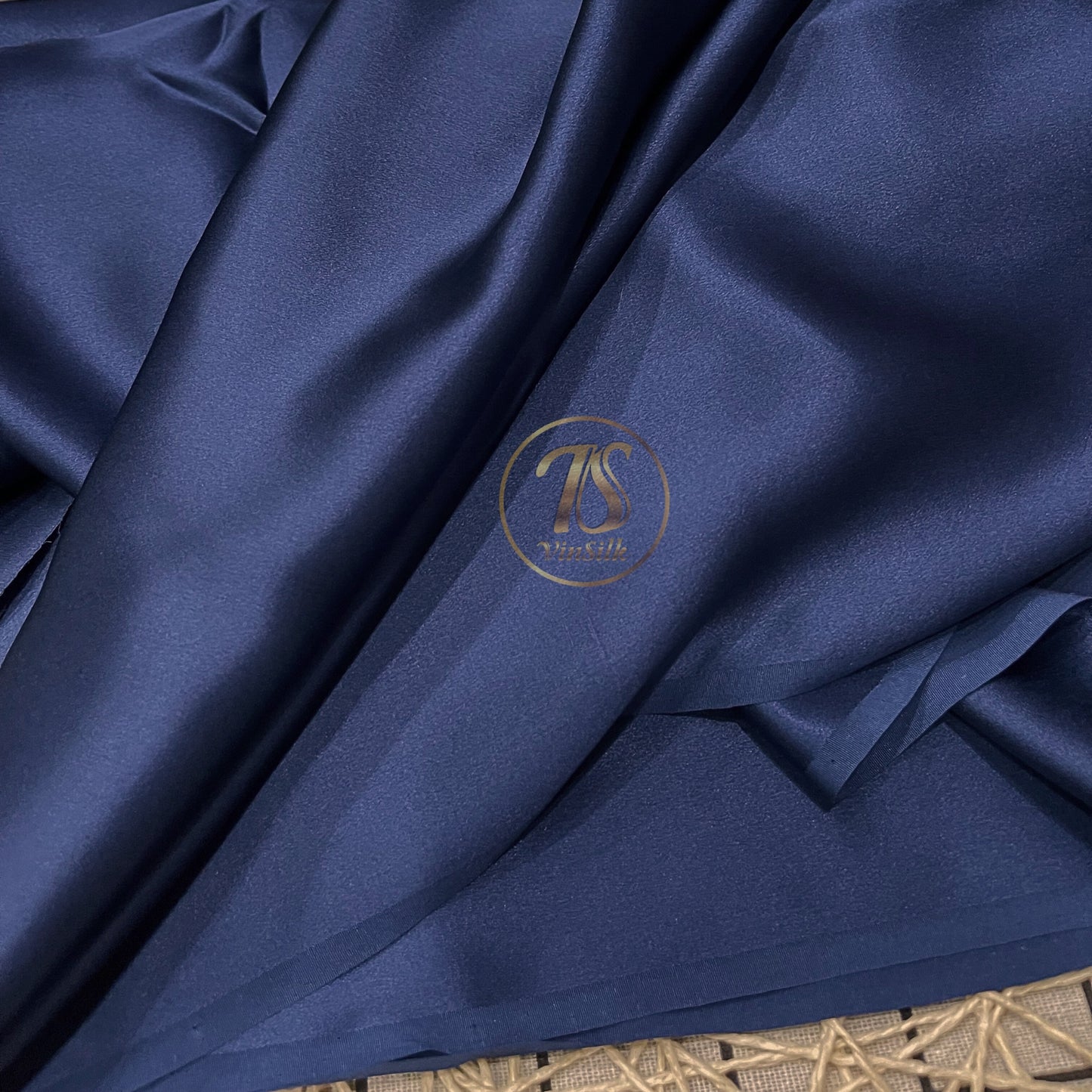 100% PURE MULBERRY SILK fabric by the yard β Satin silk fabric β 19mm - Organic fiber - Wedding dress - Gift for women - Personalized gift - Dark blue satin