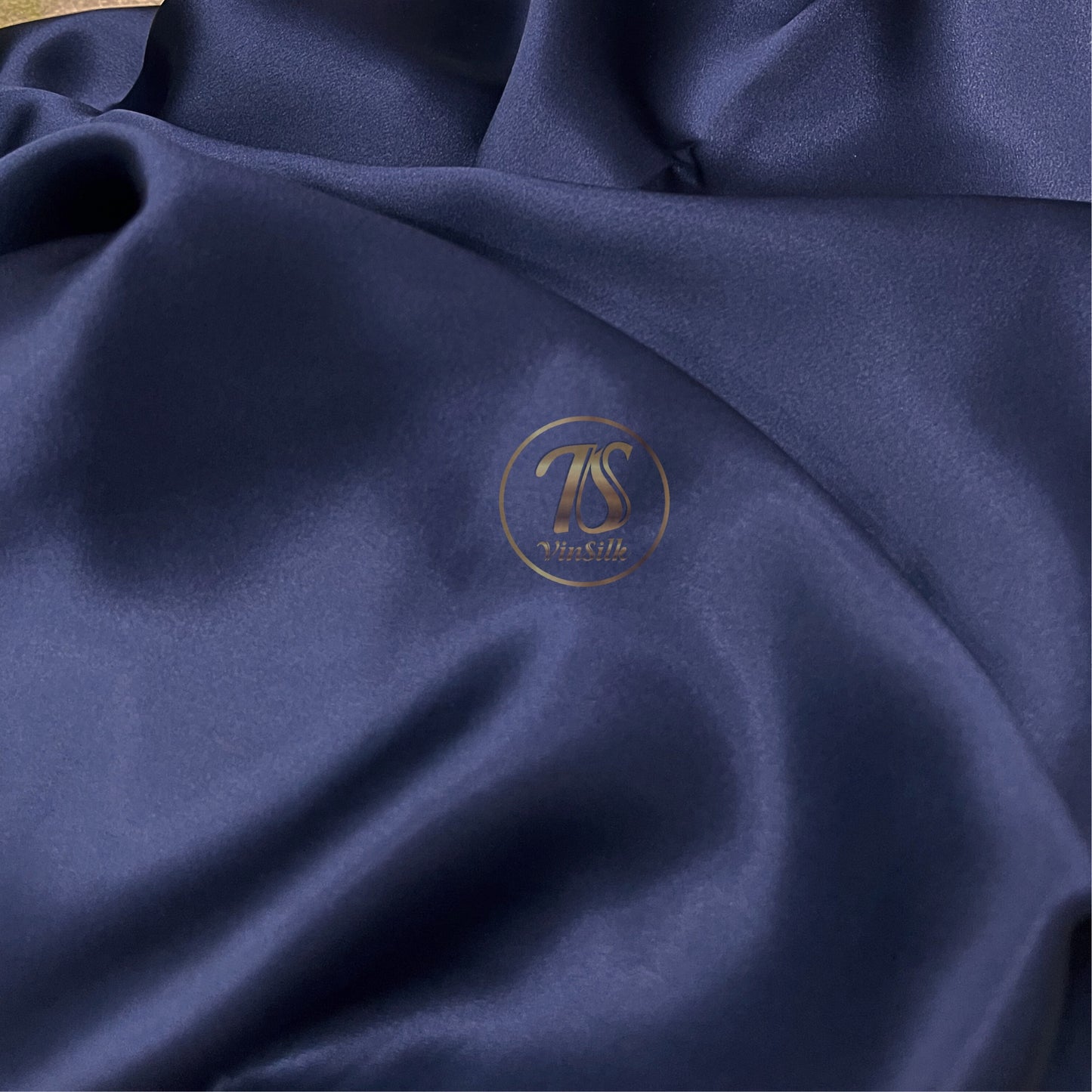 100% PURE MULBERRY SILK fabric by the yard β Satin silk fabric β 19mm - Organic fiber - Wedding dress - Gift for women - Personalized gift - Dark blue satin