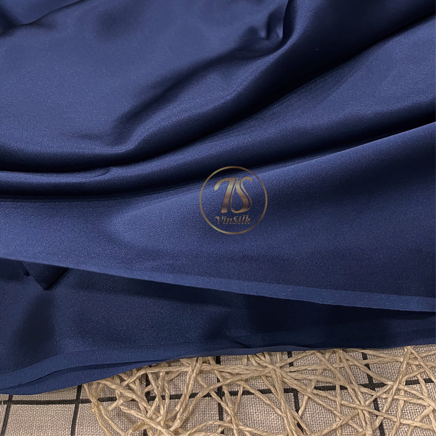 100% PURE MULBERRY SILK fabric by the yard β Satin silk fabric β 19mm - Organic fiber - Wedding dress - Gift for women - Personalized gift - Dark blue satin