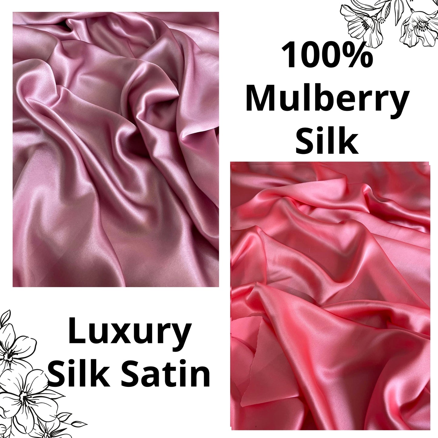 100% PURE MULBERRY SILK fabric by the yard β Satin silk fabric β 19mm - Organic fiber - Silk apparel fabric - Gift for women