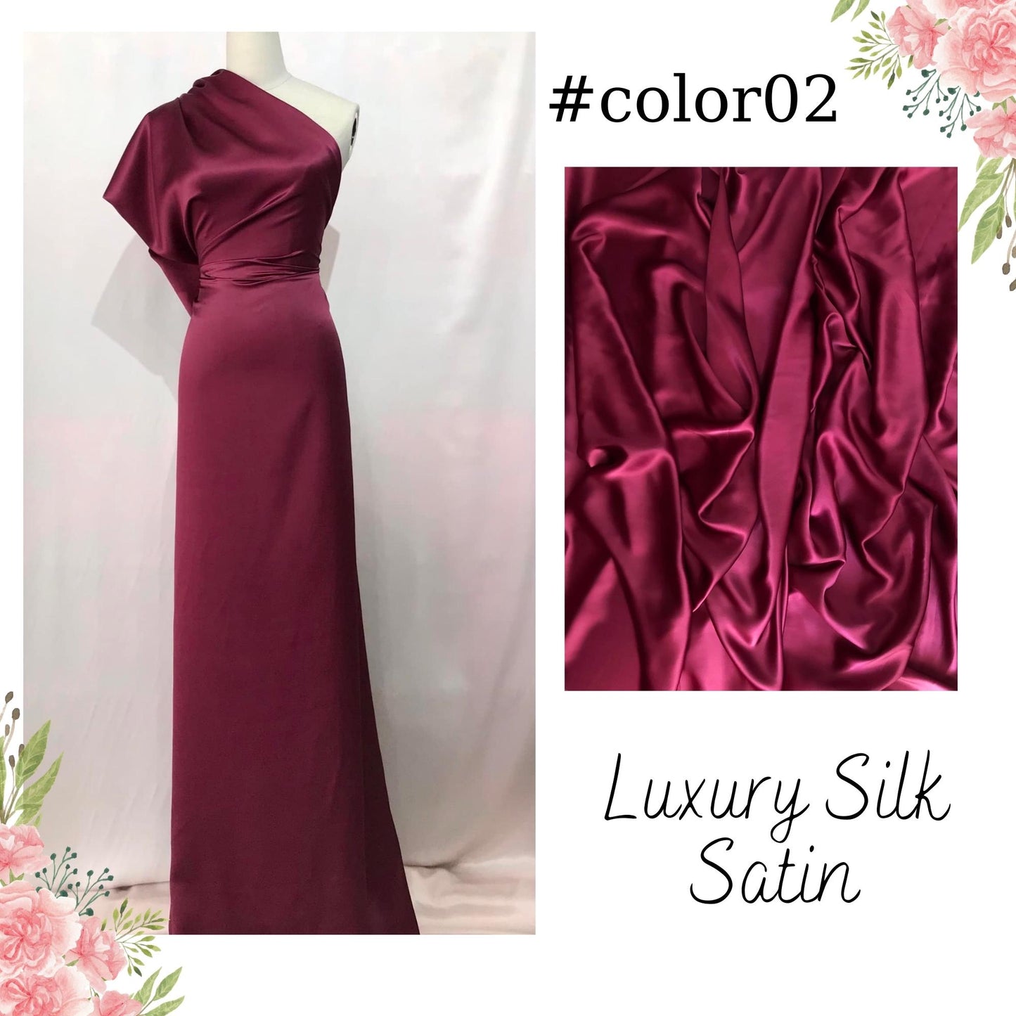 100% PURE MULBERRY SILK fabric by the yard β Satin silk fabric β 19mm - Organic fiber - Wedding dress - Gift for women - Sewing clothes