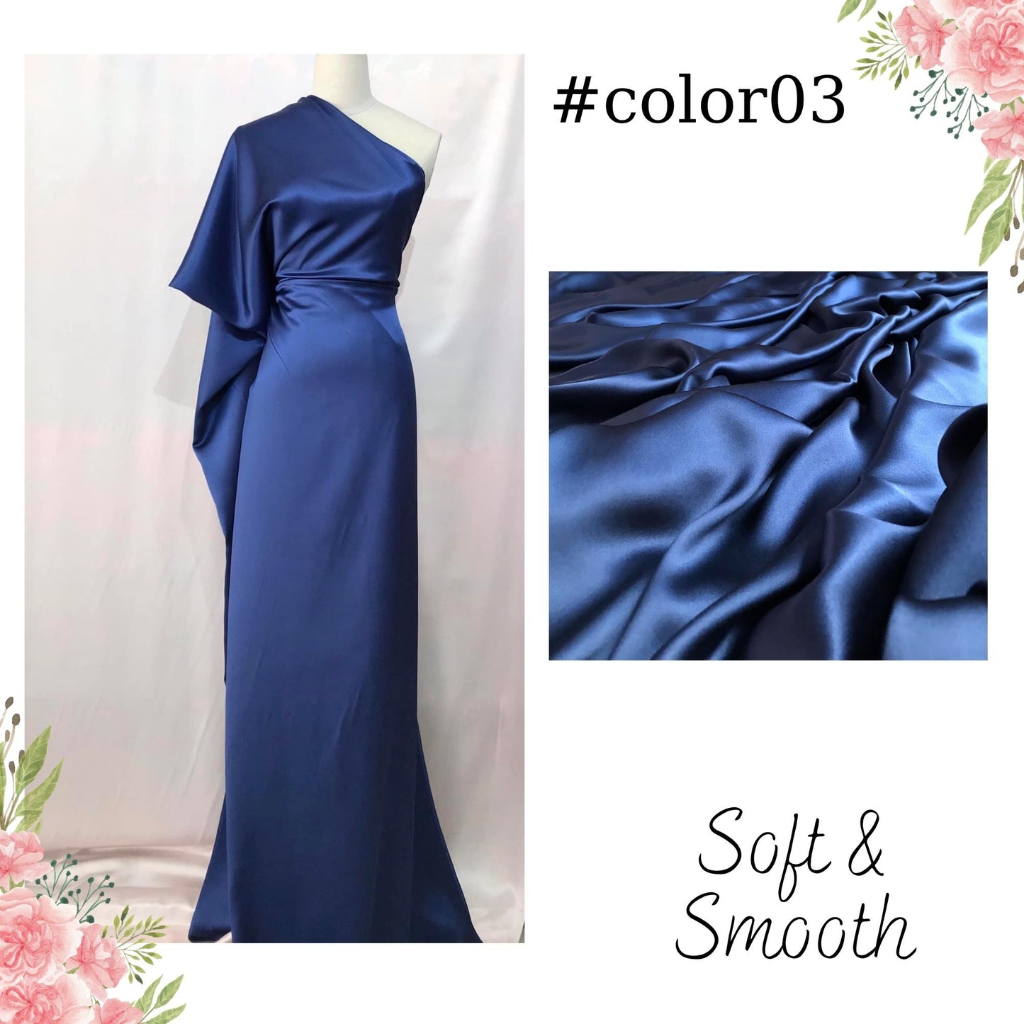 100% PURE MULBERRY SILK fabric by the yard β Satin silk fabric β 19mm - Organic fiber - Wedding dress - Gift for women - Sewing clothes