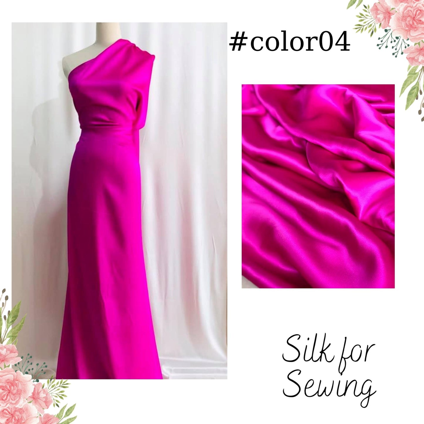 100% PURE MULBERRY SILK fabric by the yard β Satin silk fabric β 19mm - Organic fiber - Wedding dress - Gift for women - Sewing clothes