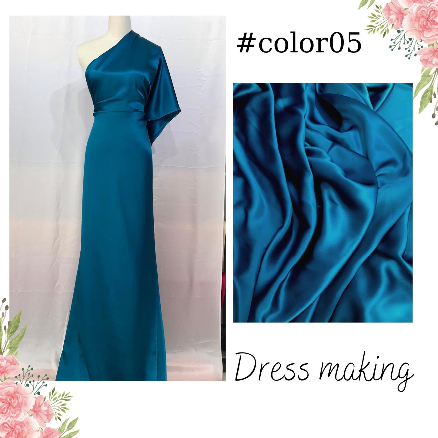 100% PURE MULBERRY SILK fabric by the yard β Satin silk fabric β 19mm - Organic fiber - Wedding dress - Gift for women - Sewing clothes