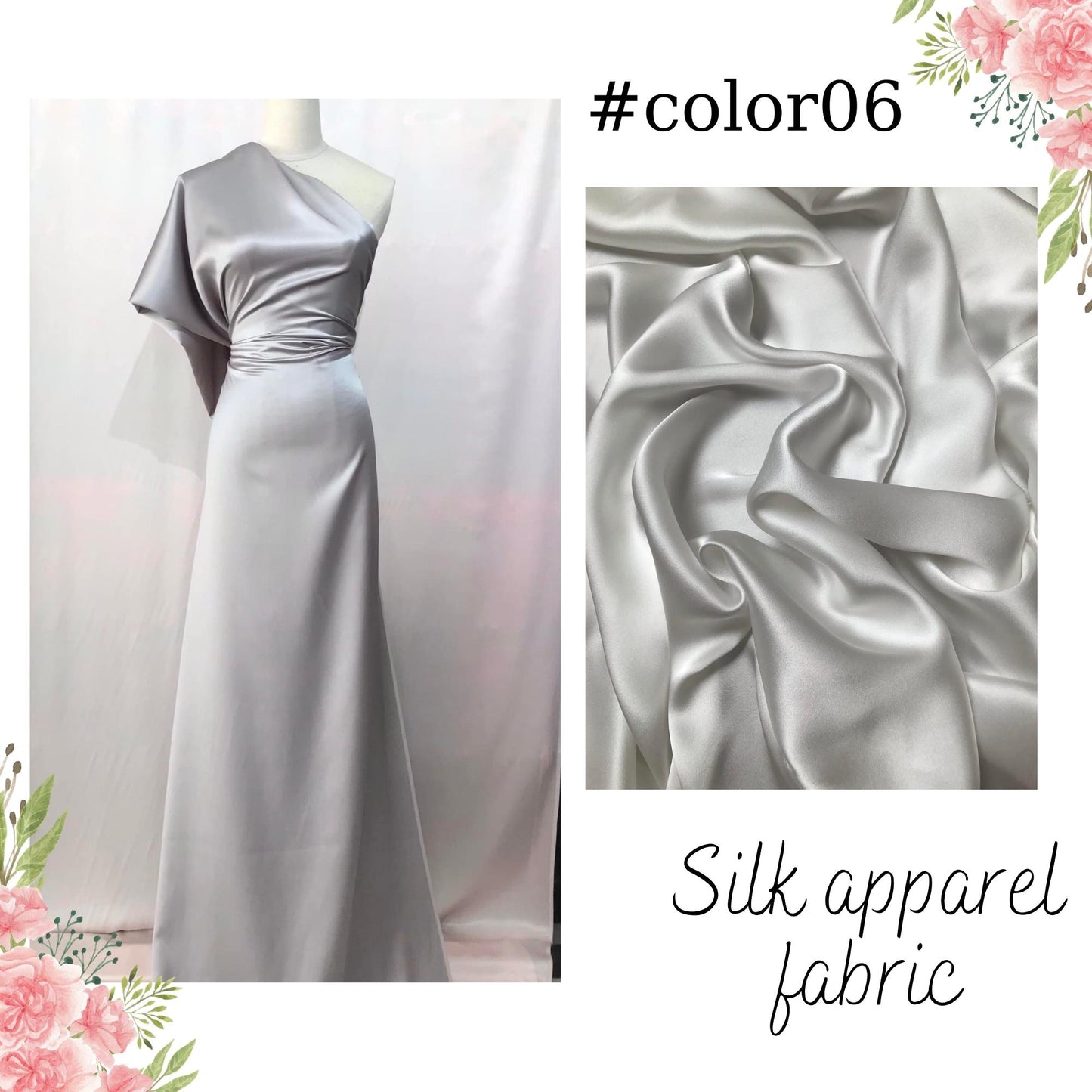 100% PURE MULBERRY SILK fabric by the yard β Satin silk fabric β 19mm - Organic fiber - Wedding dress - Gift for women - Sewing clothes