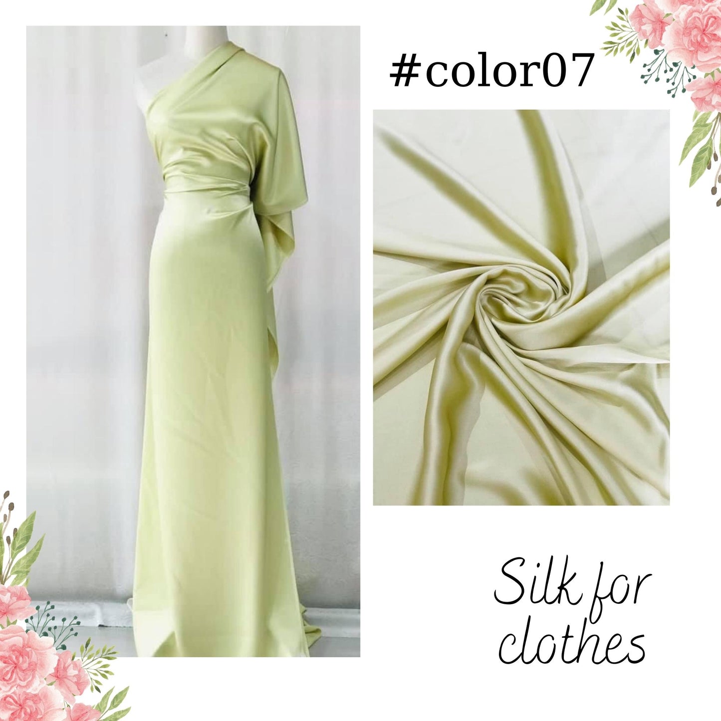 100% PURE MULBERRY SILK fabric by the yard β Satin silk fabric β 19mm - Organic fiber - Wedding dress - Gift for women - Sewing clothes