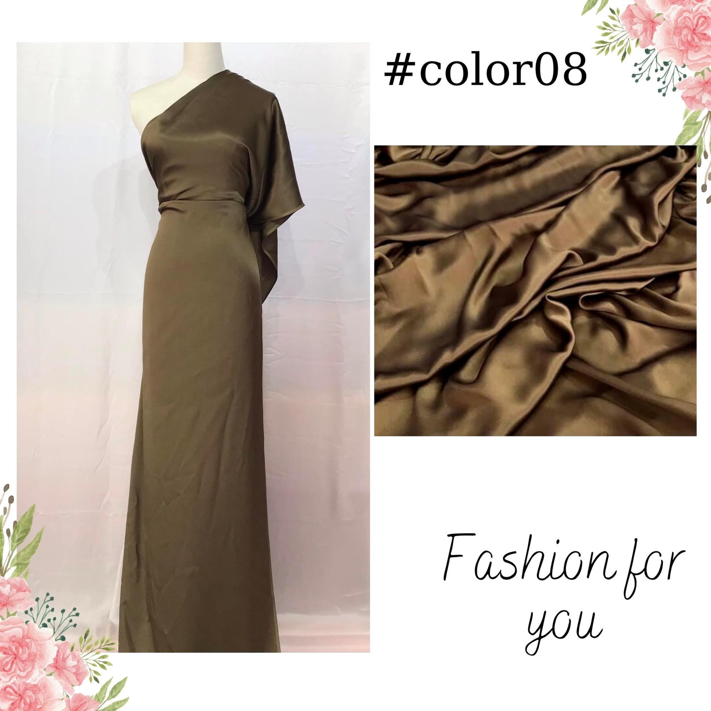 100% PURE MULBERRY SILK fabric by the yard β Satin silk fabric β 19mm - Organic fiber - Wedding dress - Gift for women - Sewing clothes