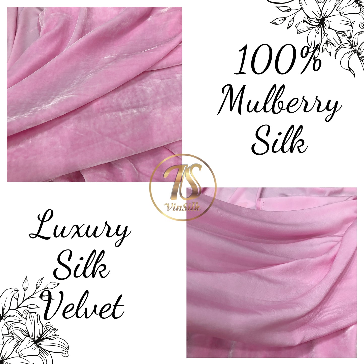 100% Mulberry Silk Velvet Fabric - Baby Pink Silk Velvet Fabric - Silk apparel fabric