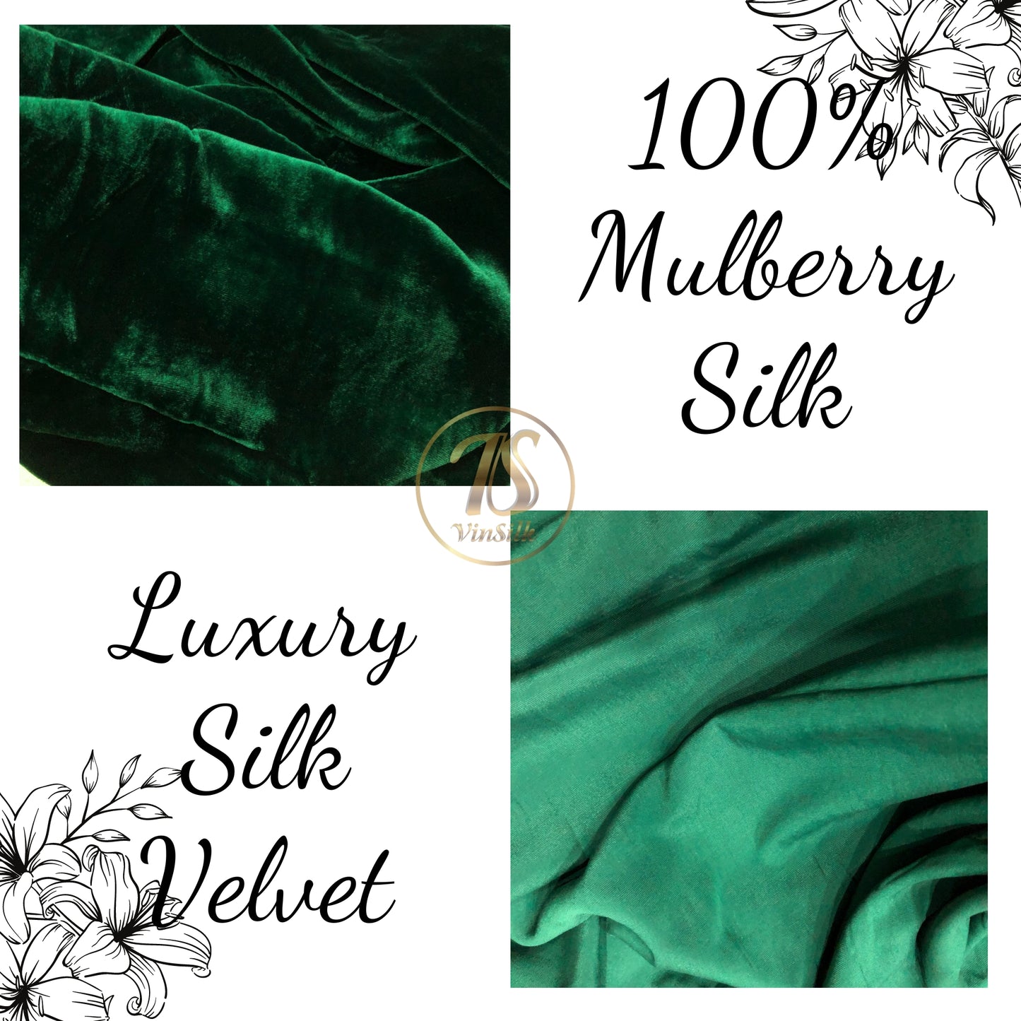 100% MULBERRY SILK VELVET fabric by the yard - Luxury Silk Velvet for Dress, Skirt, High End Garment - Silk apparel fabric - Green silk velvet