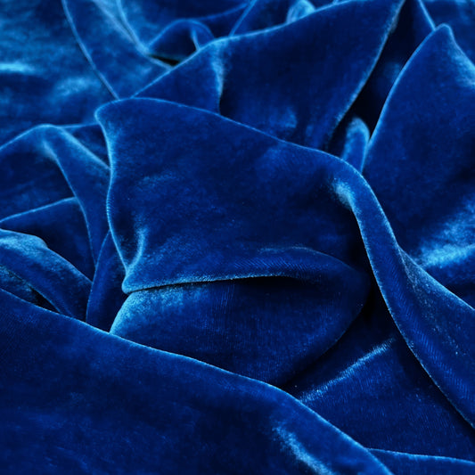 100% MULBERRY SILK VELVET fabric by the yard - Luxury Silk Velvet for Dress, Skirt, High End Garment - Silk apparel fabric - Blue velvet