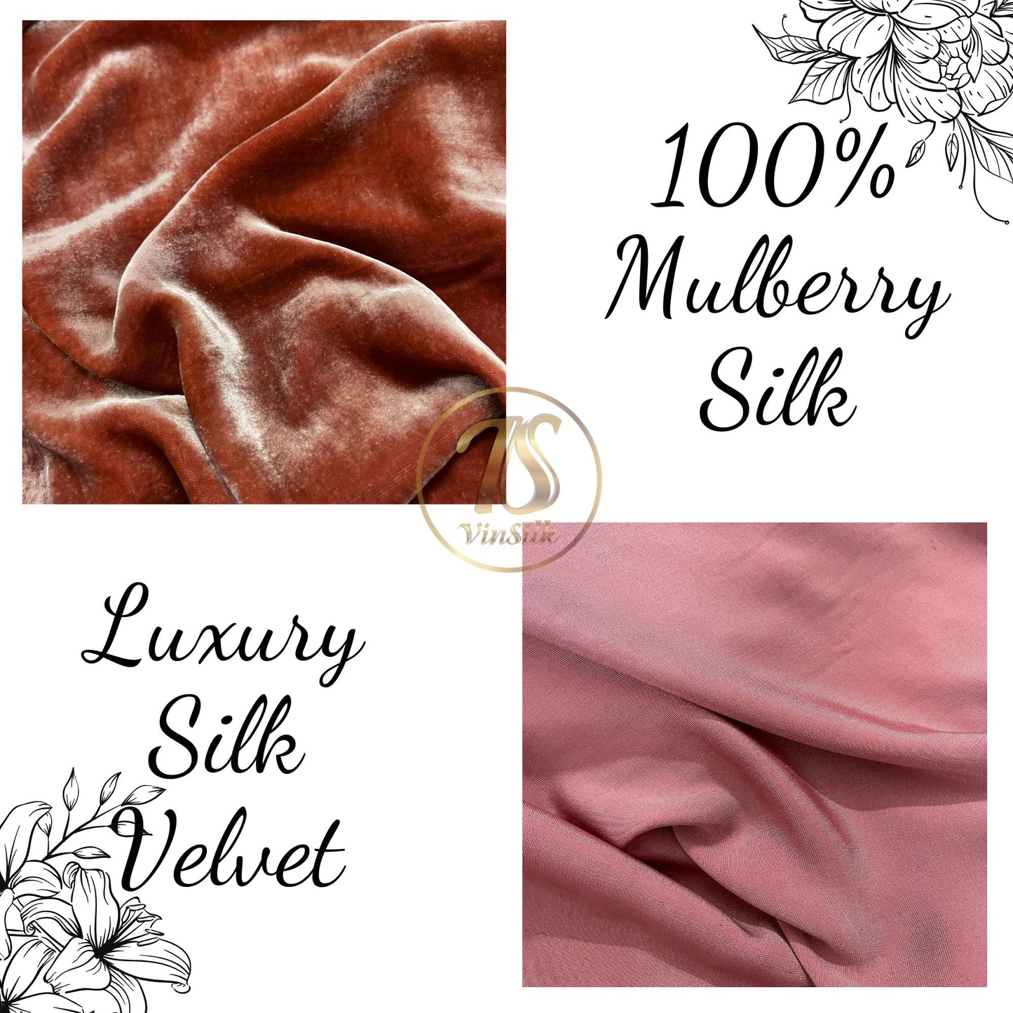 100% MULBERRY SILK VELVET fabric by the yard - Luxury Silk Velvet for Dress, Skirt, High End Garment - Brown velvet - Silk for clothes