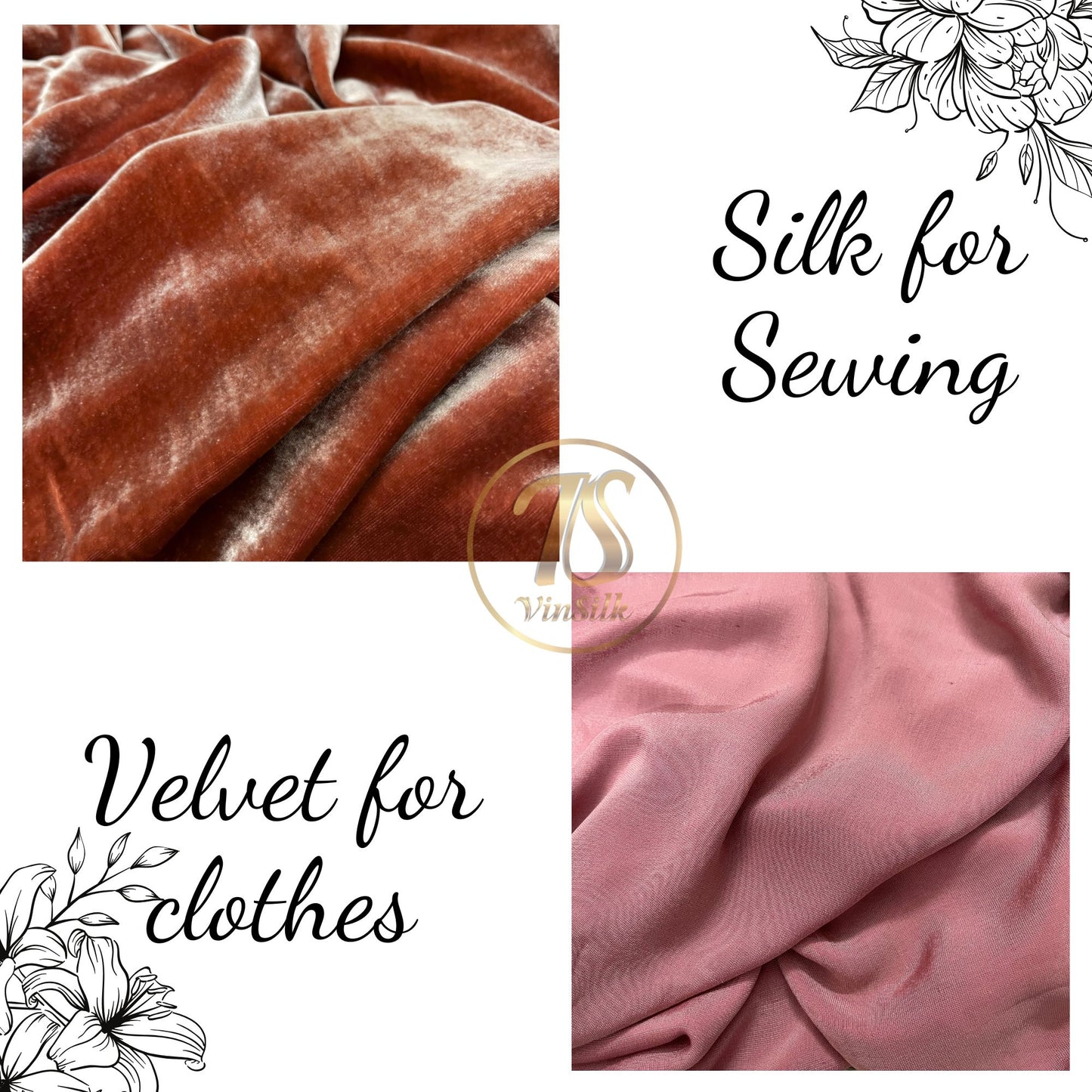 100% MULBERRY SILK VELVET fabric by the yard - Luxury Silk Velvet for Dress, Skirt, High End Garment - Brown velvet - Silk for clothes