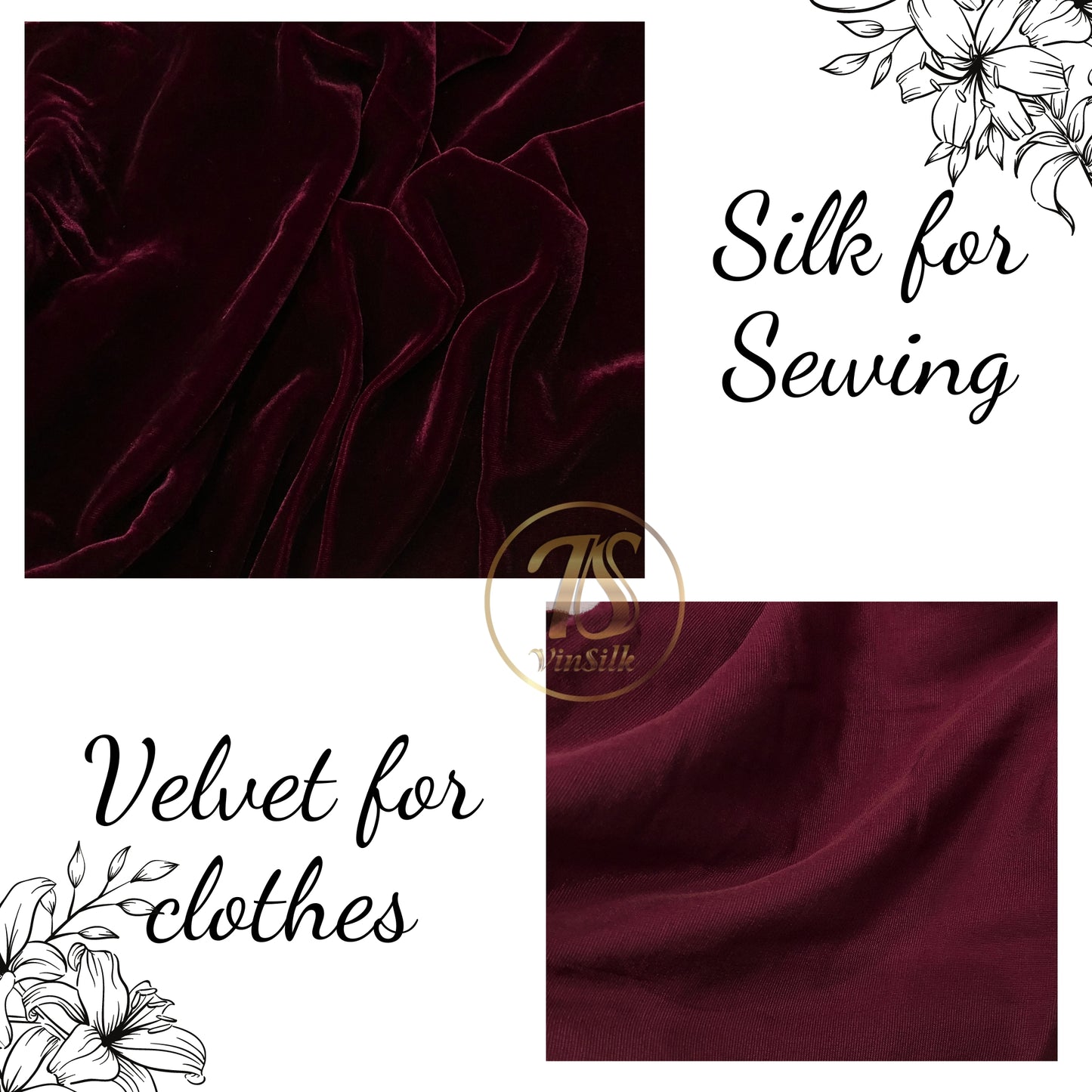 100% MULBERRY SILK VELVET fabric by the yard - Luxury Silk Velvet for Dress, Skirt, High End Garment - Silk apparel fabric - Dark red silk velvet