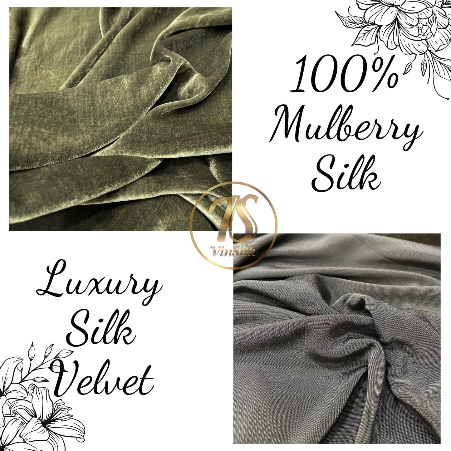 100% Pure Mulberry Silk Velvet Fabric - Luxury Silk Velvet - Silk for sewing - Dress making