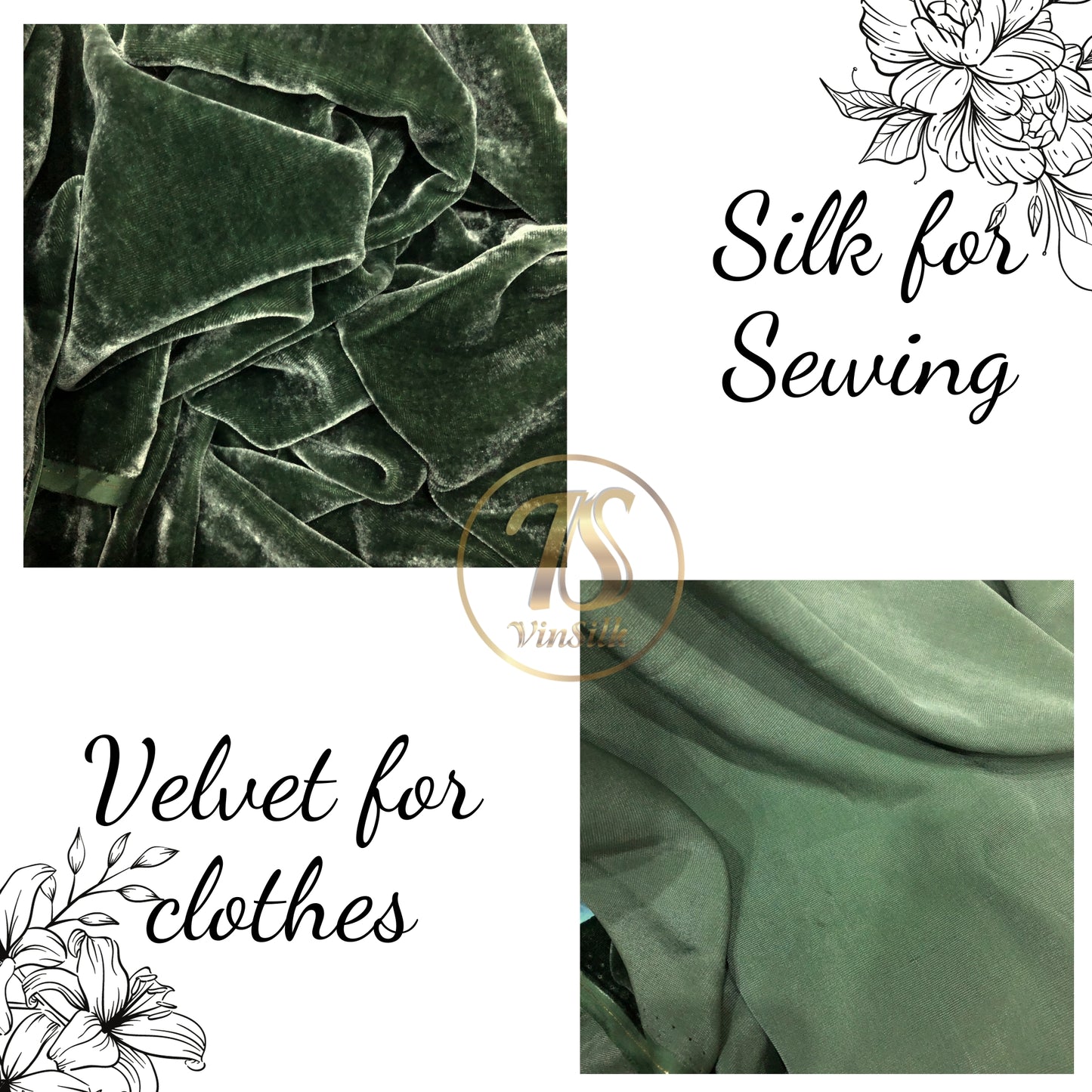 100% MULBERRY SILK VELVET fabric by the yard - Luxury Silk Velvet for Dress, Skirt, High End Garment - Silk for sewing - Green silk velvet