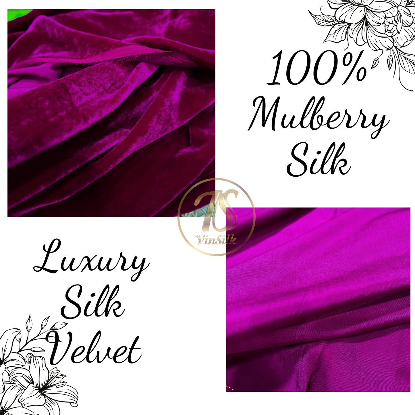 100% Mulberry Silk Velvet fabric by the yard - Luxury Silk Velvet - Dress making - Silk for sewing