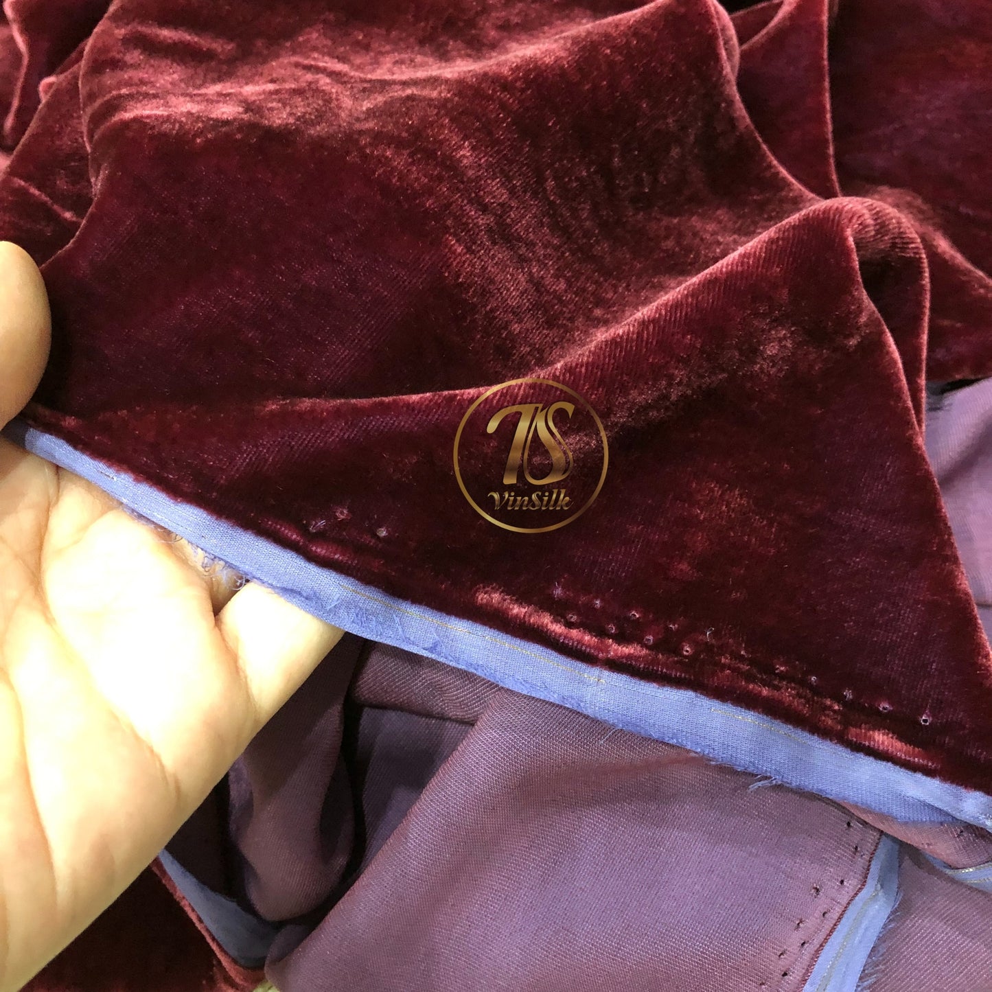 100% Mulberry Silk Fabric - Red Silk Velvet - Silk for sewing - Luxury Velvet
