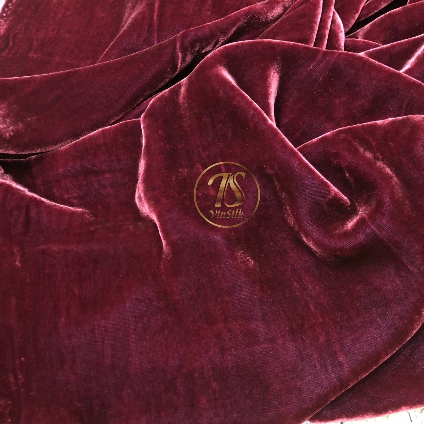 100% Mulberry Silk Fabric - Red Silk Velvet - Silk for sewing - Luxury Velvet