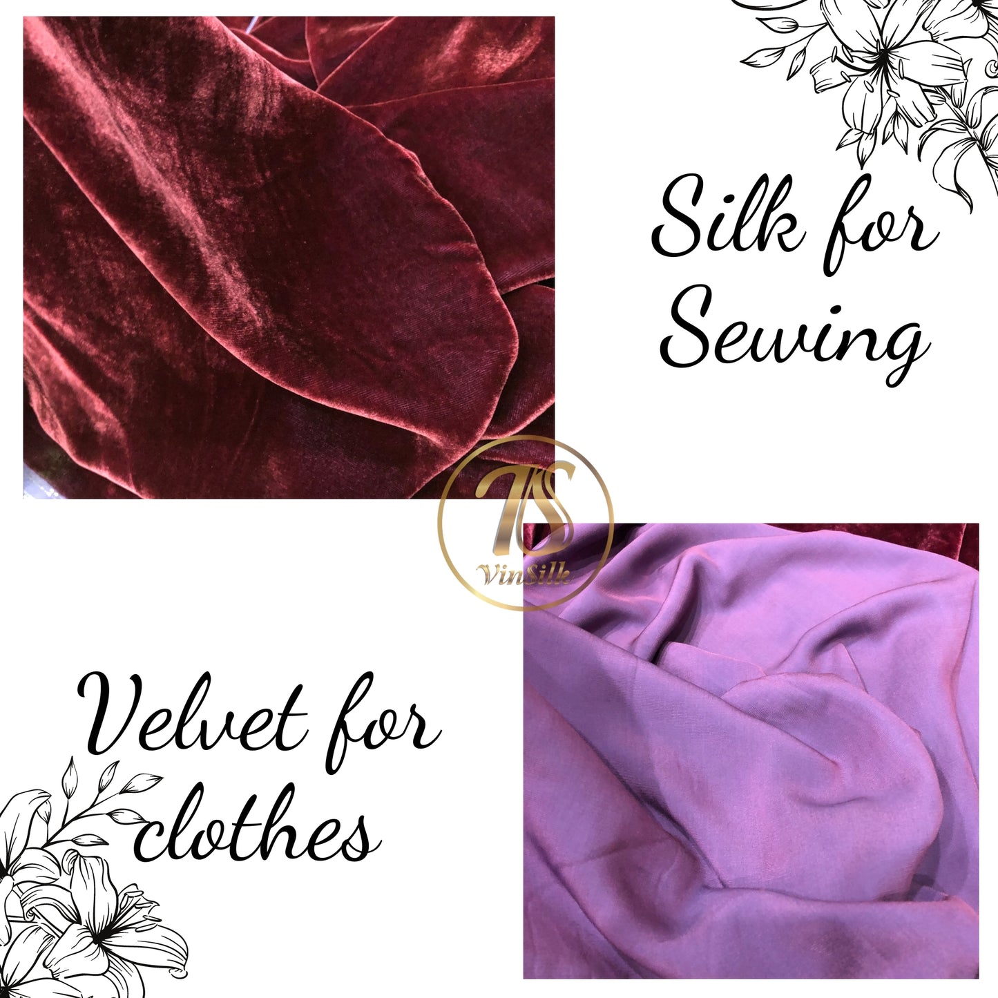 100% Mulberry Silk Fabric - Red Silk Velvet - Silk for sewing - Luxury Velvet