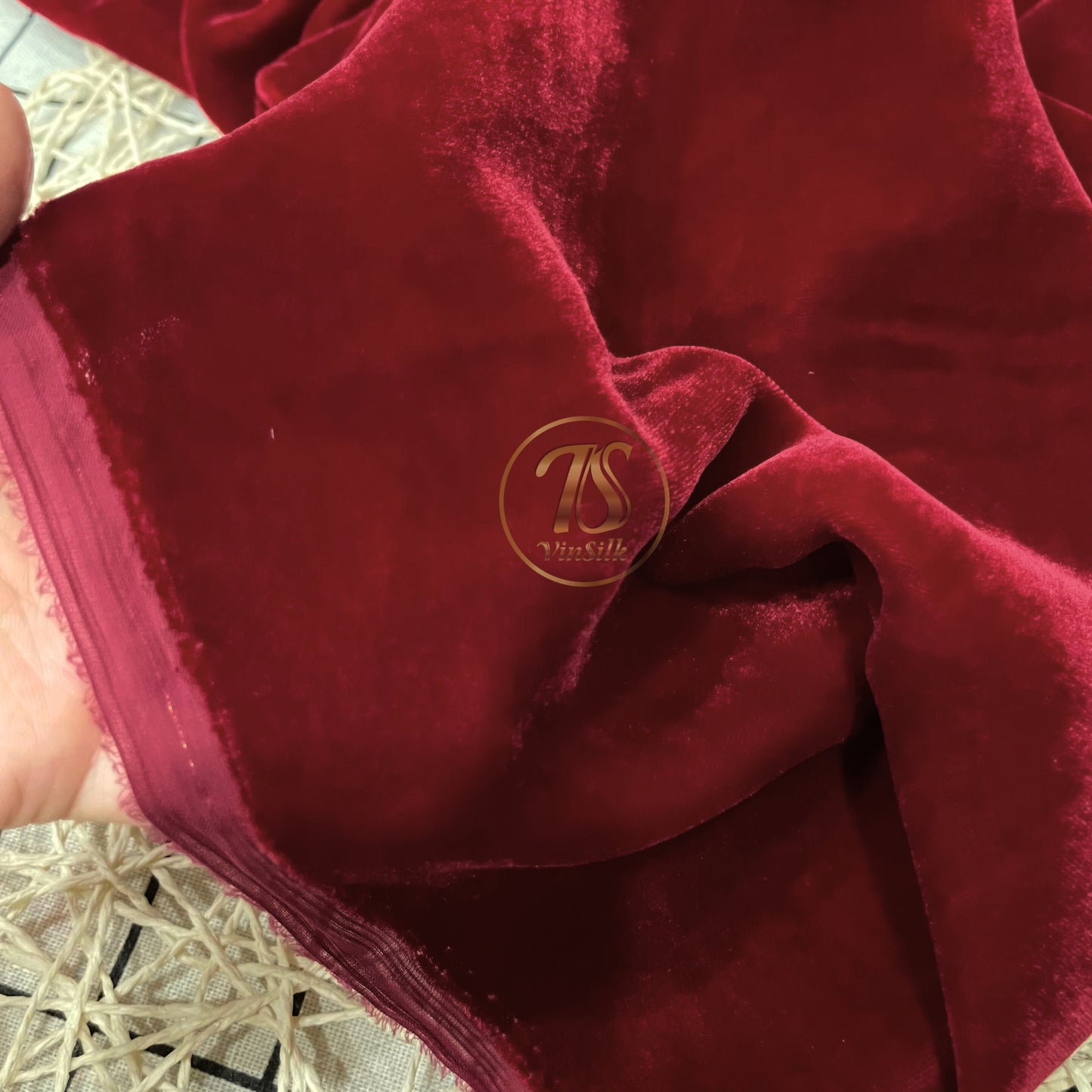 100% Mulberry silk velvet - Red Silk Velvet - Silk for sewing - Dress making
