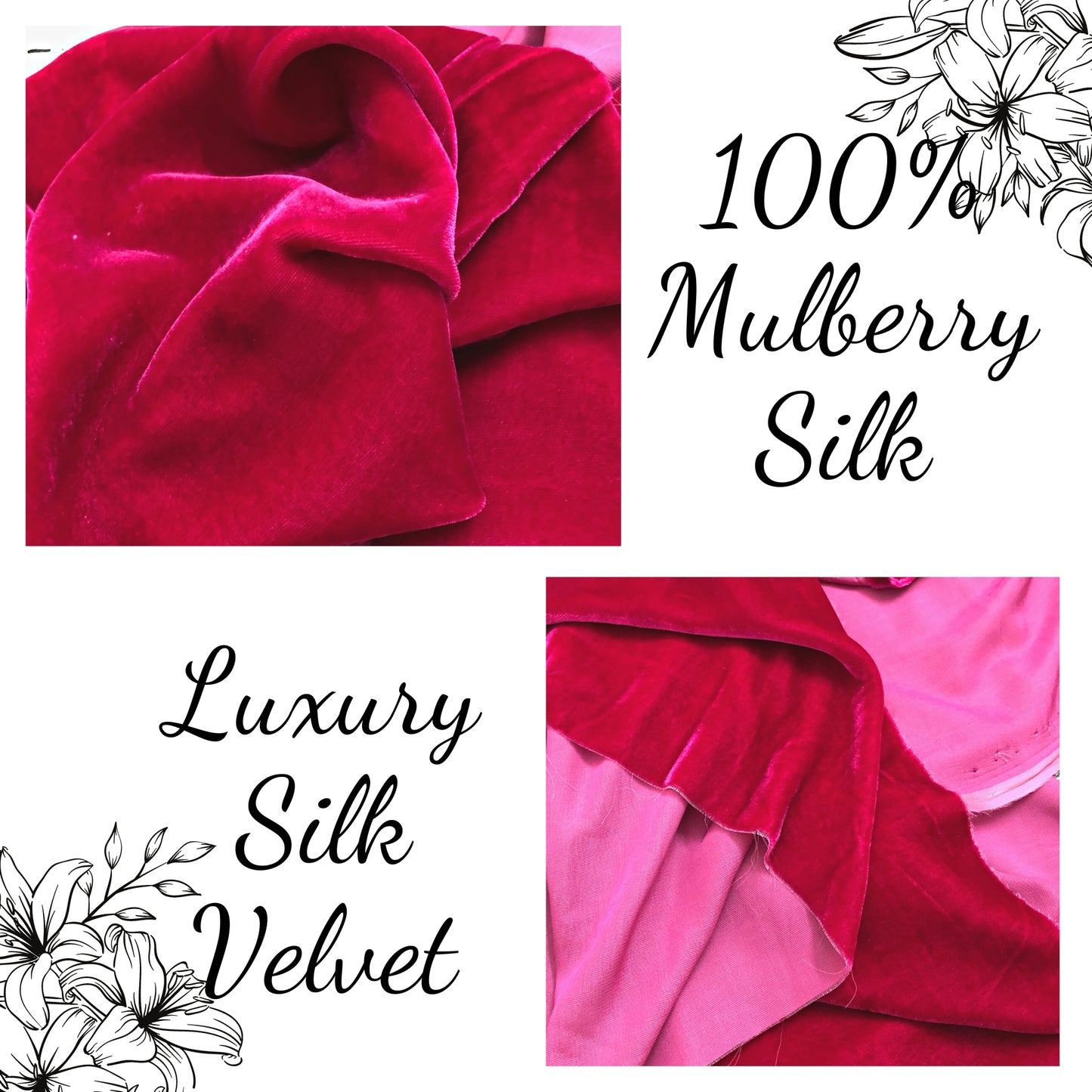 100% MULBERRY SILK VELVET fabric by the yard - Luxury Silk Velvet for Dress, Skirt, High End Garment - Silk apparel fabric - Fabric for clothes