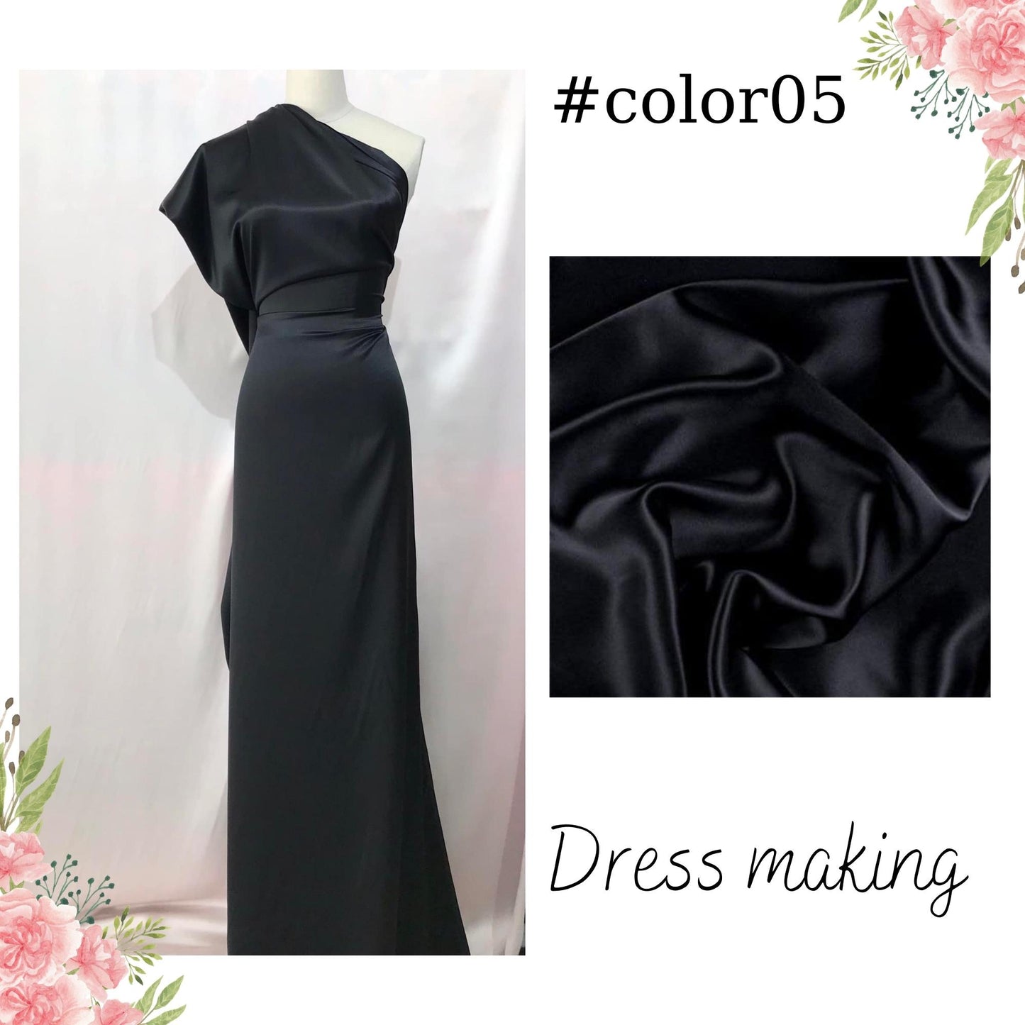 100% PURE MULBERRY SILK fabric by the yard β Satin silk fabric β 19mm - Organic fiber - Wedding dress - Gift for women - Silk for sewing