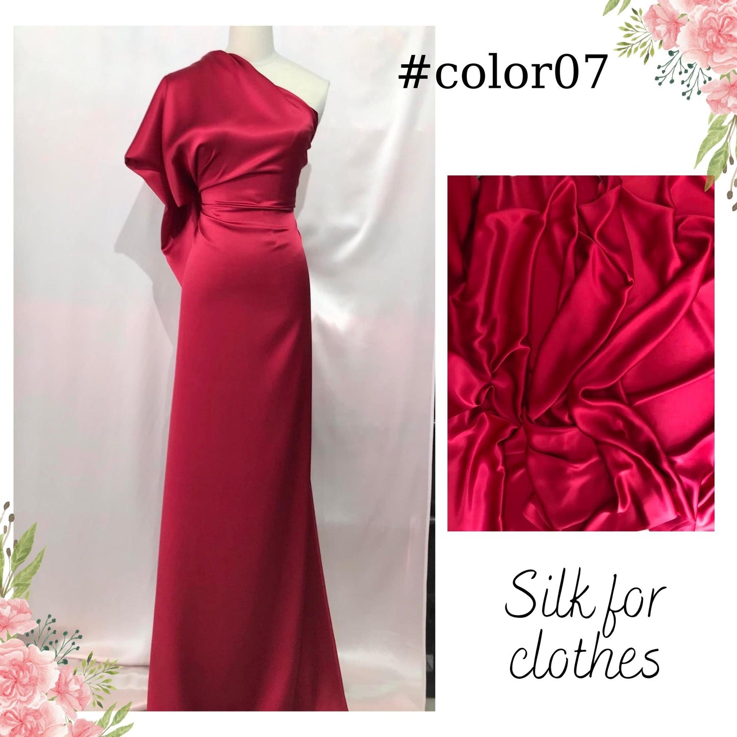 100% PURE MULBERRY SILK fabric by the yard β Satin silk fabric β 19mm - Organic fiber - Wedding dress - Gift for women - Silk for sewing