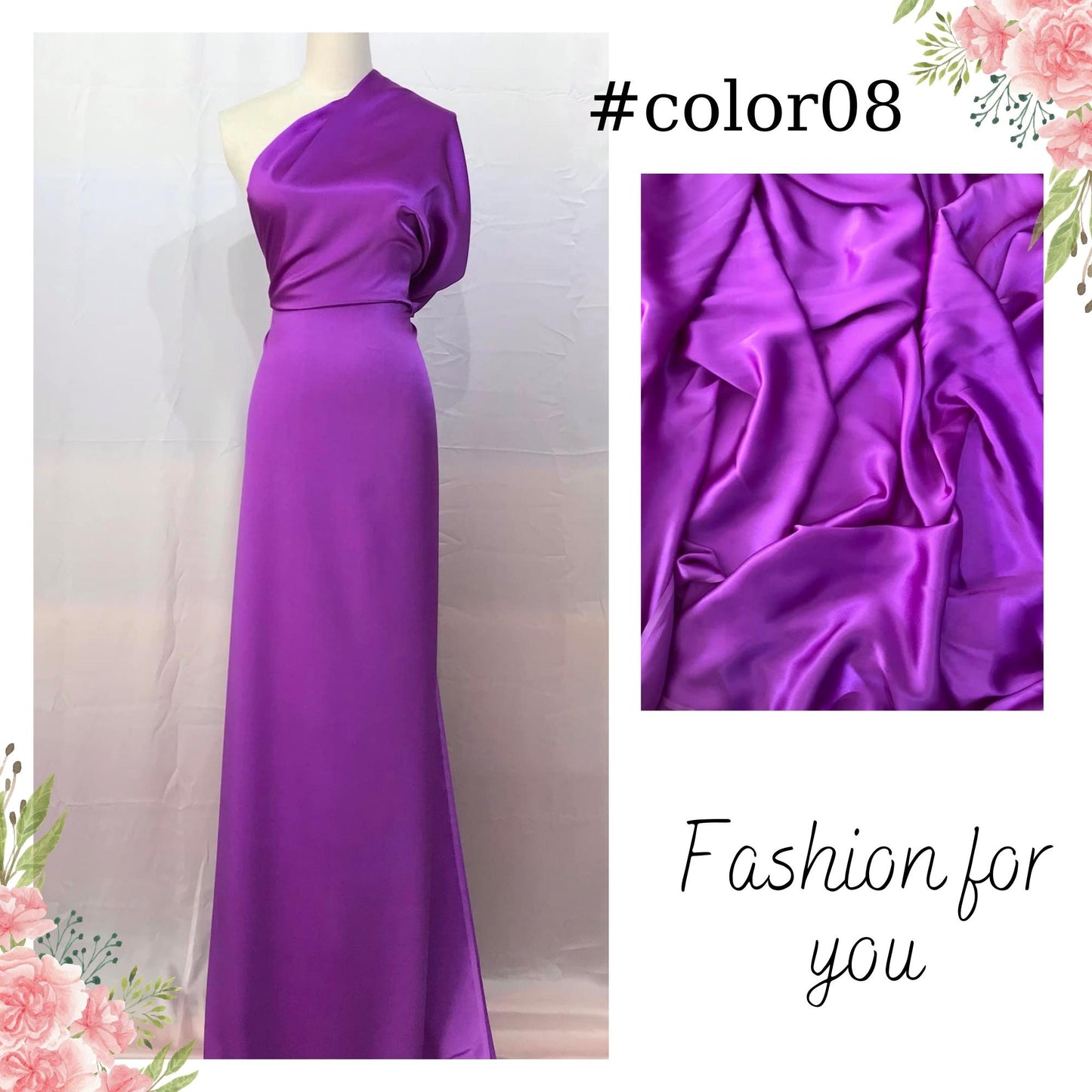100% PURE MULBERRY SILK fabric by the yard β Satin silk fabric β 19mm - Organic fiber - Wedding dress - Gift for women - Silk for sewing