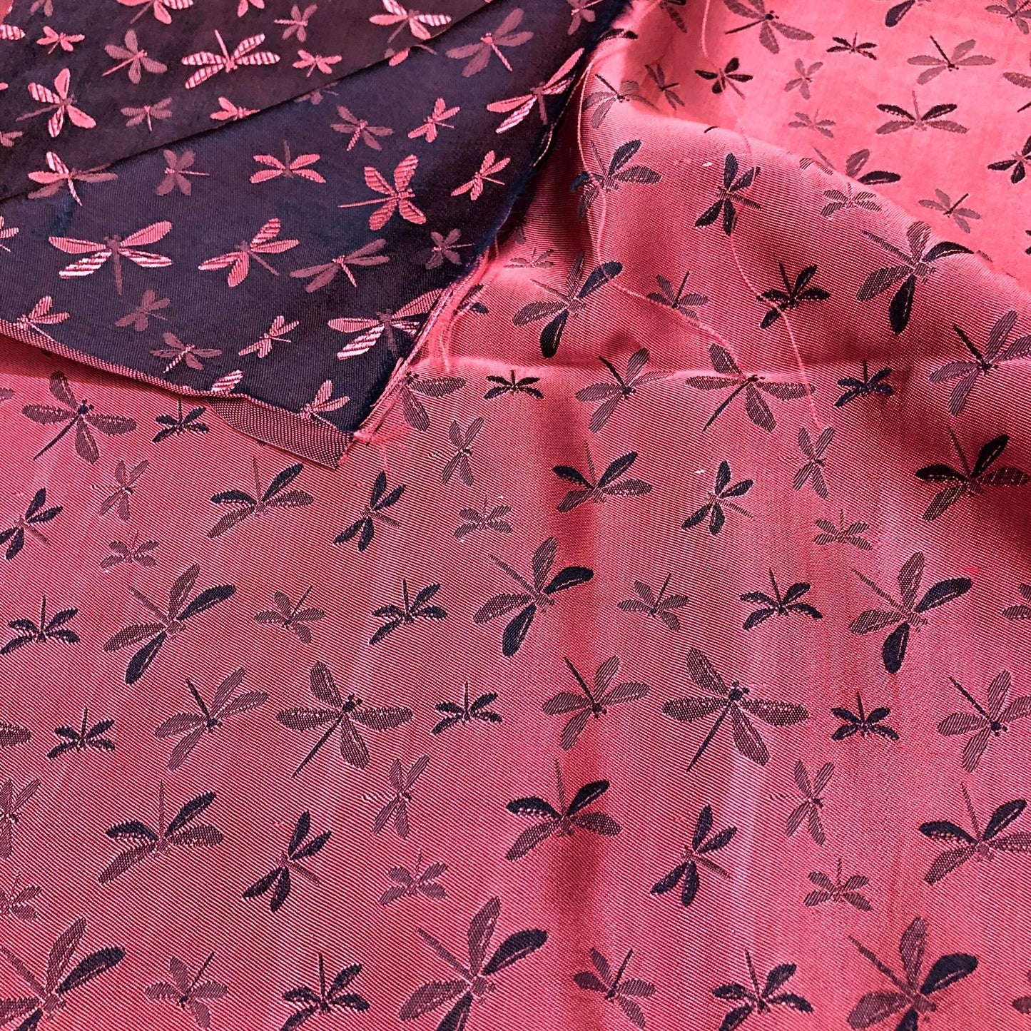 Mulberry Silk Pattern Fabric – Dragonfly Pattern – Silk for Sewing – Pink Pattern Fabric