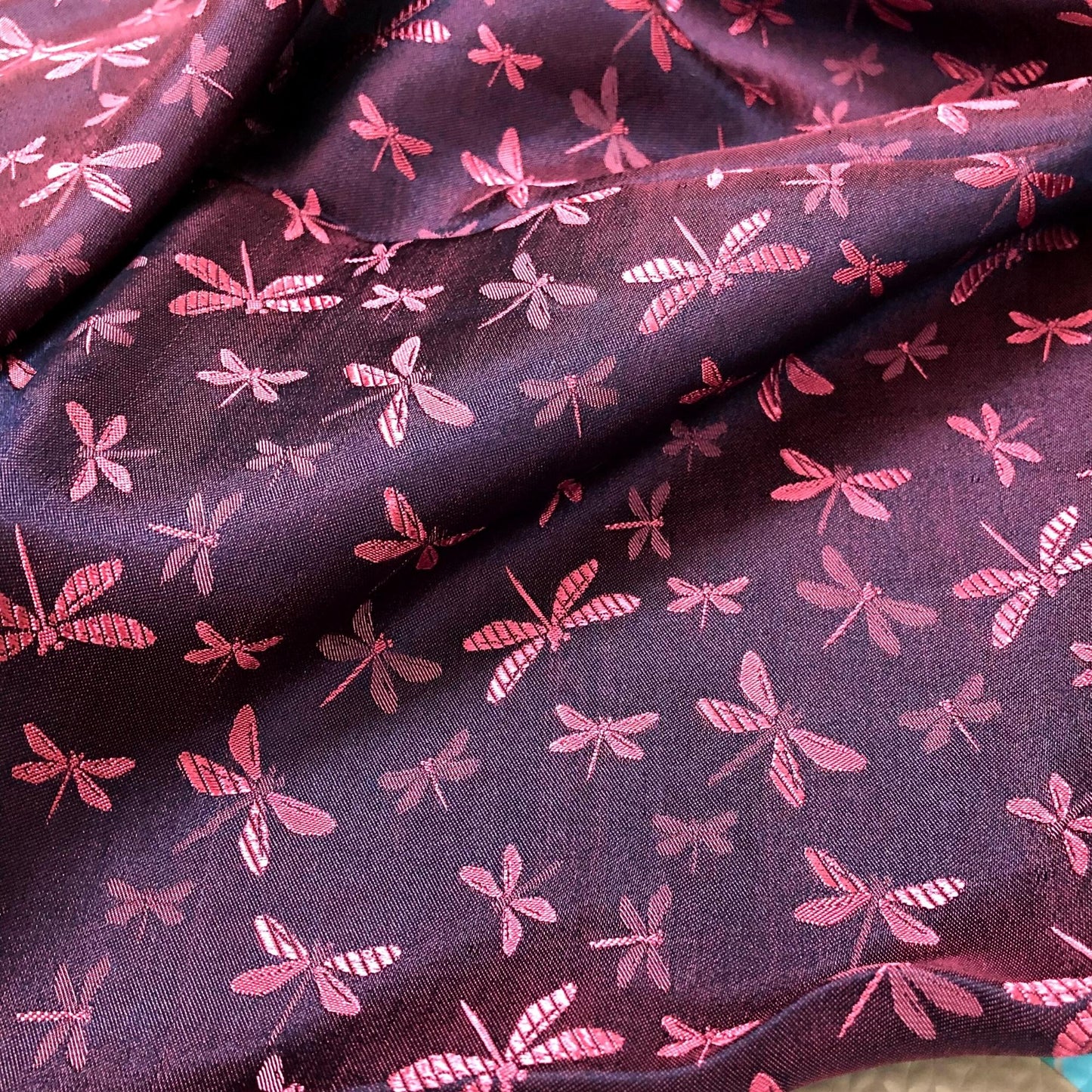 Mulberry Silk Pattern Fabric – Dragonfly Pattern – Silk for Sewing – Pink Pattern Fabric