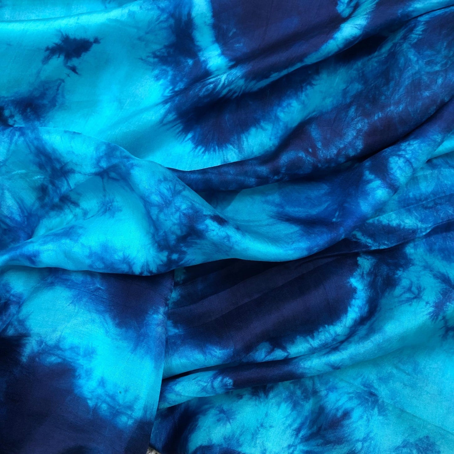 100% Mulberry Silk Habotai fabric by the yard - Blue Silk Habotai - Lining silk fabric for Skirt, Scarf - Silk for clothes - Gift for women – Sewing clothes
