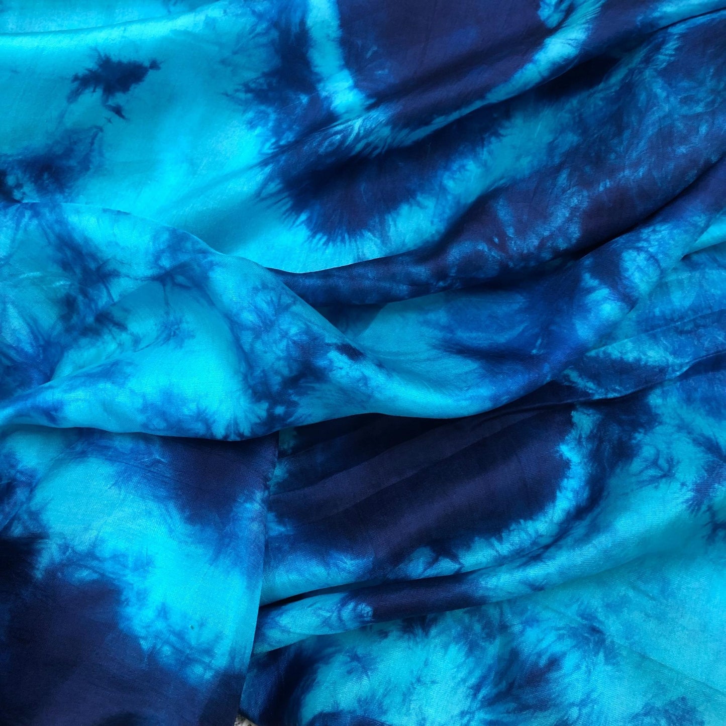 Blue Habotai Silk Fabric