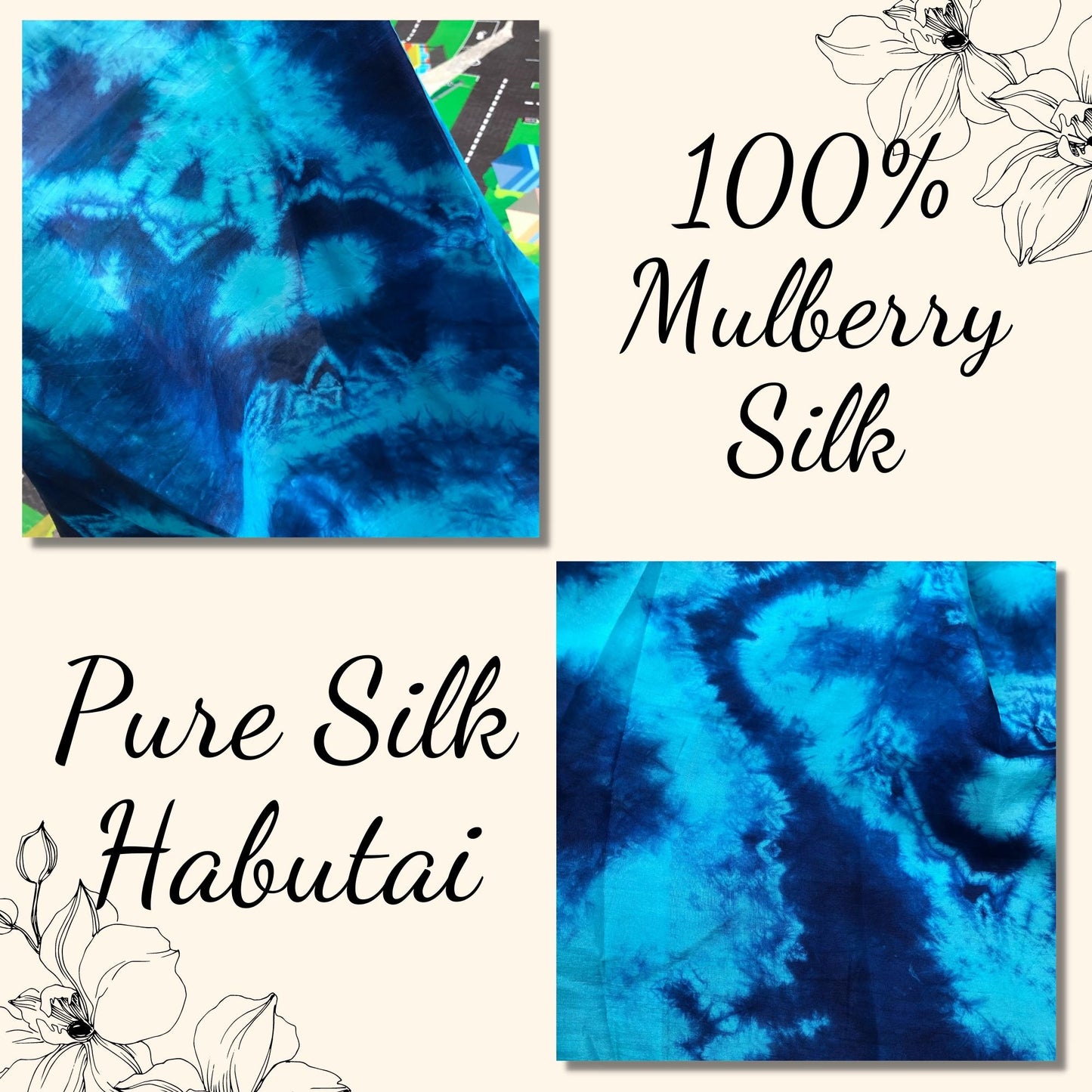 Blue Habotai Silk Fabric