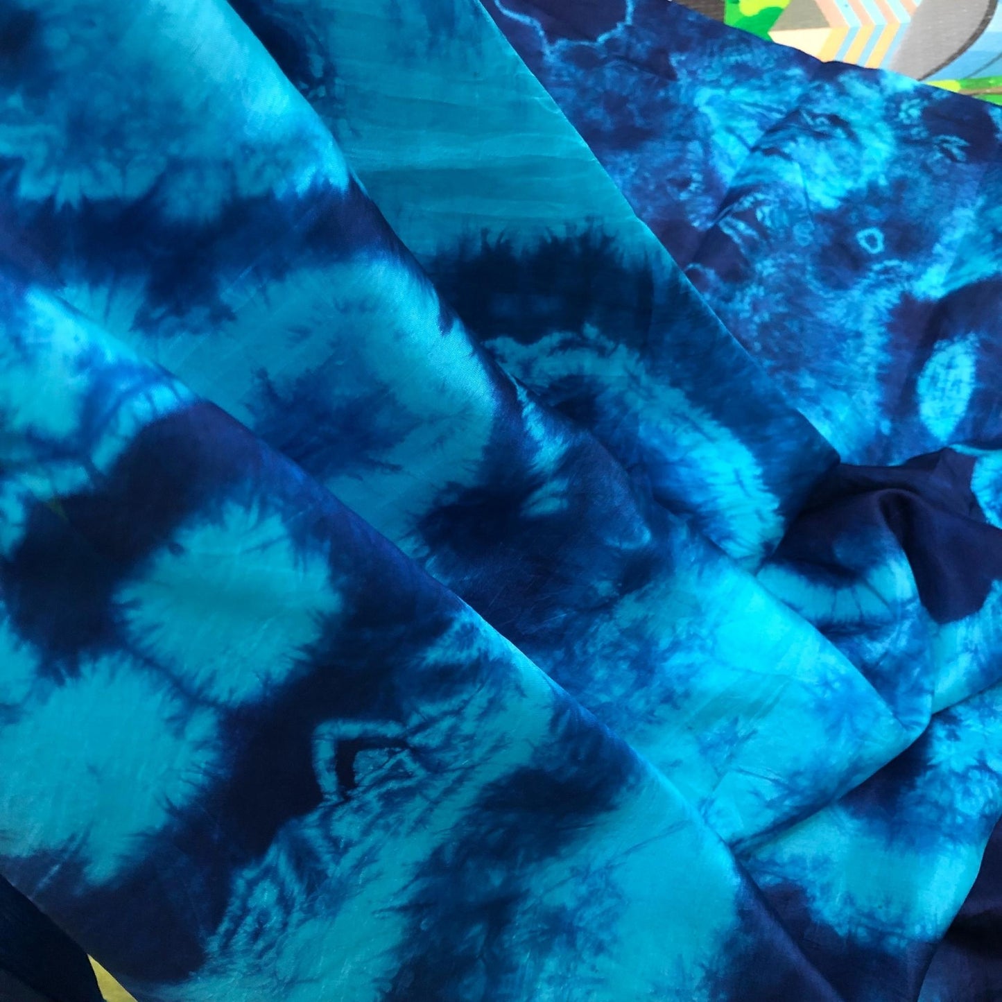 100% Mulberry Silk Habotai fabric by the yard - Blue Silk Habotai - Lining silk fabric for Skirt, Scarf - Silk for clothes - Gift for women – Sewing clothes