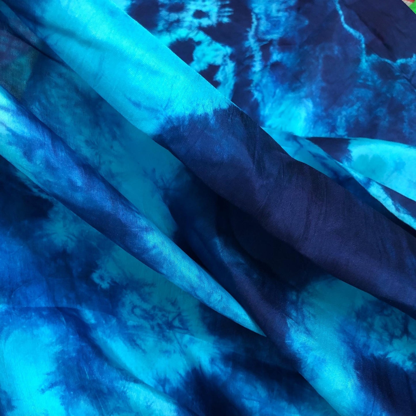 100% Mulberry Silk Habotai fabric by the yard - Blue Silk Habotai - Lining silk fabric for Skirt, Scarf - Silk for clothes - Gift for women – Sewing clothes