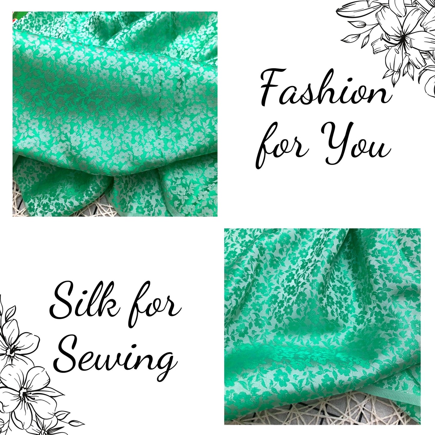 PURE MULBERRY SILK fabric by the yard - Floral silk - Handmade fabric ā Dress making ā Silk for sewing - Gift for women - Sewing clothes