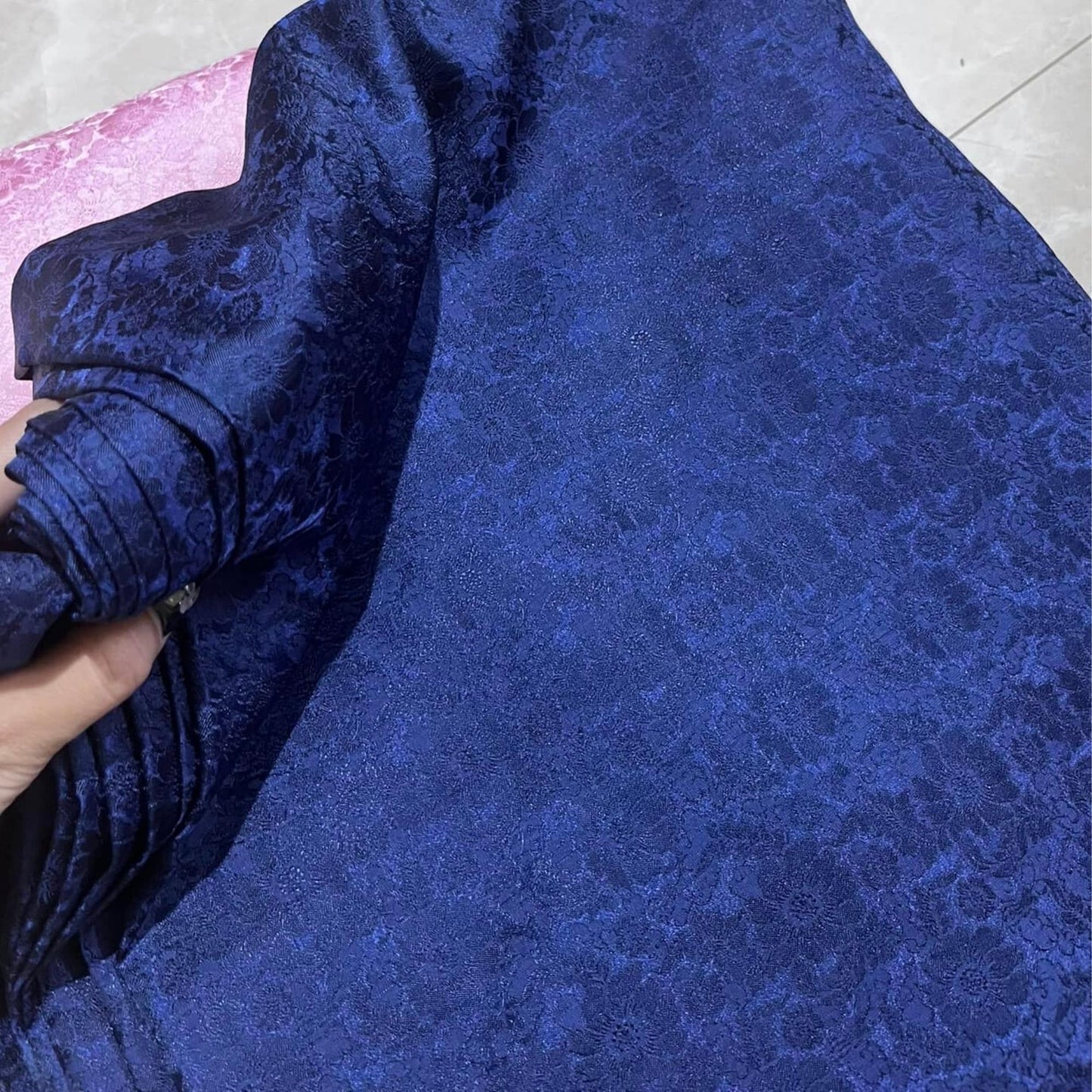 Mulberry Silk Floral Fabric – Chrysanthemum Pattern – Silk for Sewing - Dress making - Blue floral silk fabric - Fabric silk