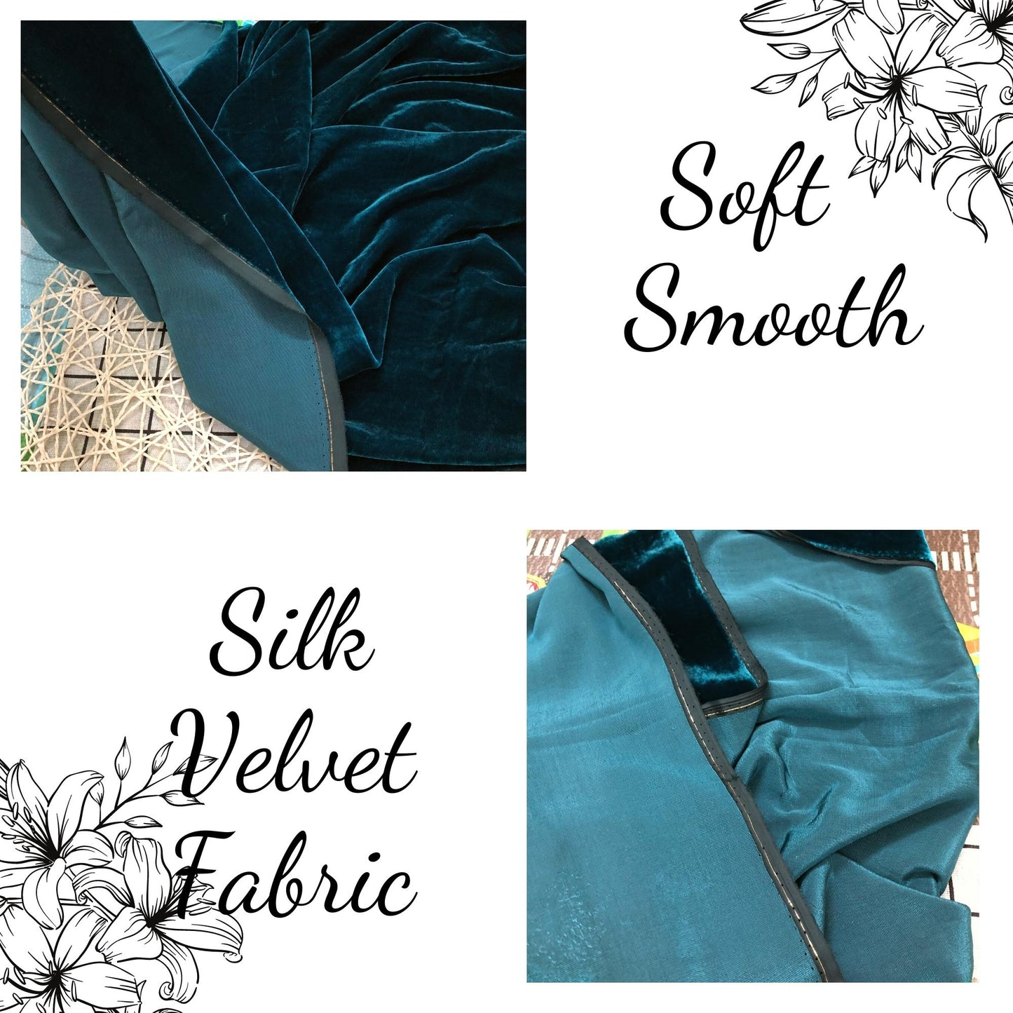 100% Mulberry Silk Velvet Fabric - Blue Silk Velvet Fabric - Silk for sewing - Dress making
