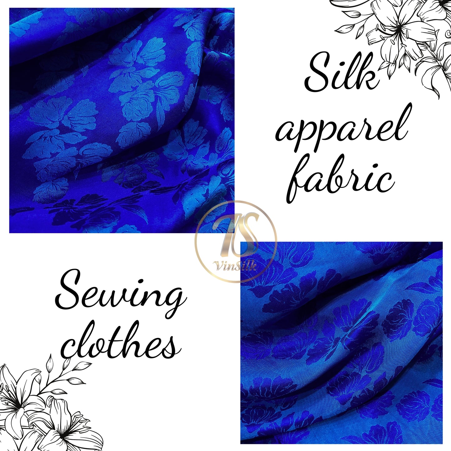 PURE MULBERRY SILK fabric by the yard - Dark blue silk fabric - Handmade fabric ā Dress making ā Silk for sewing - Gift for women - Sewing clothes