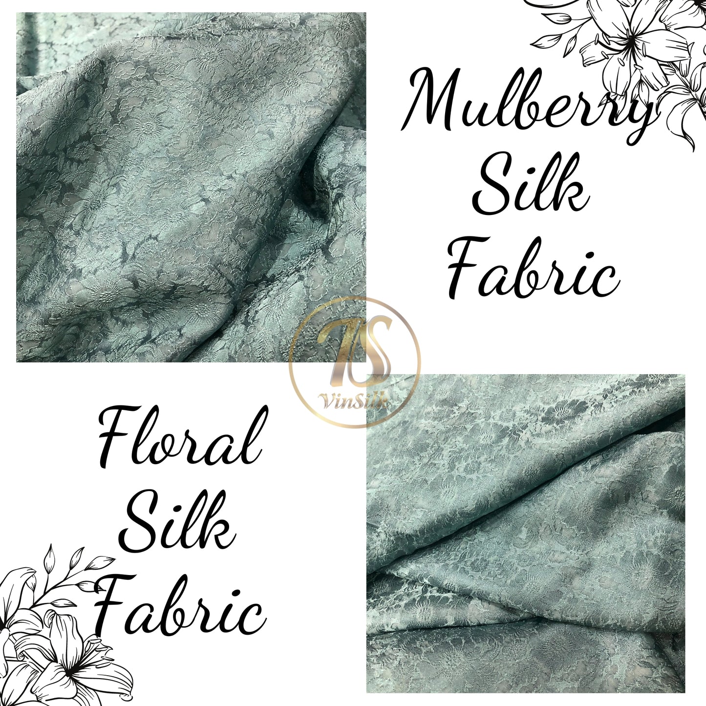 Mulberry Silk Floral Fabric – Chrysanthemum Pattern – Silk for Sewing - Silk apparel fabric